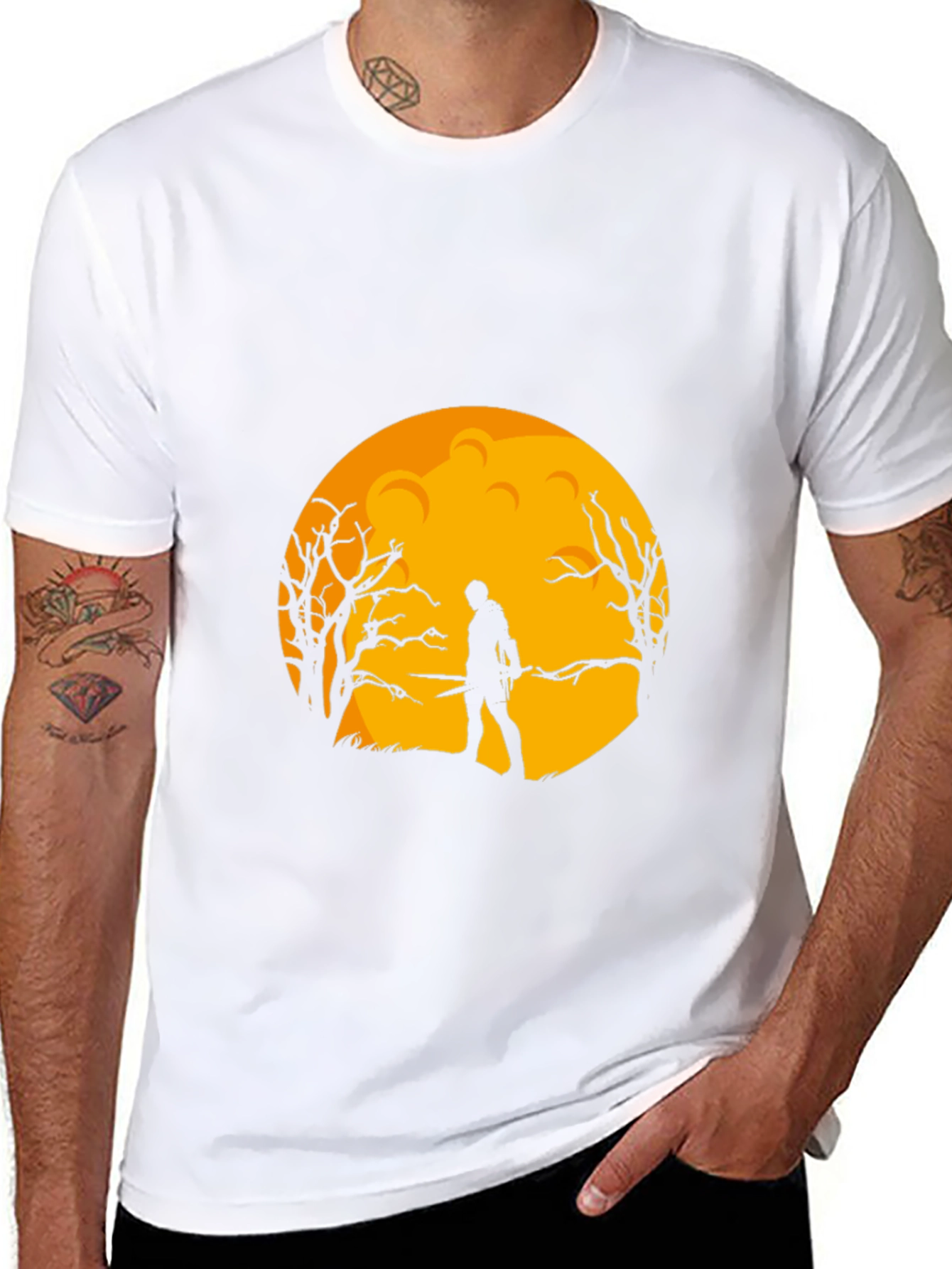 Moonlit Warrior Graphic Tee - Black