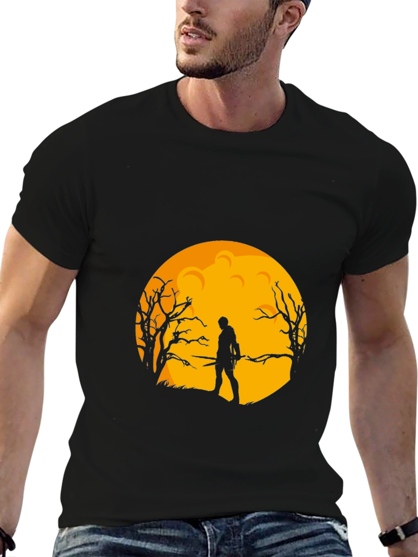 Moonlit Warrior Graphic Tee - Black
