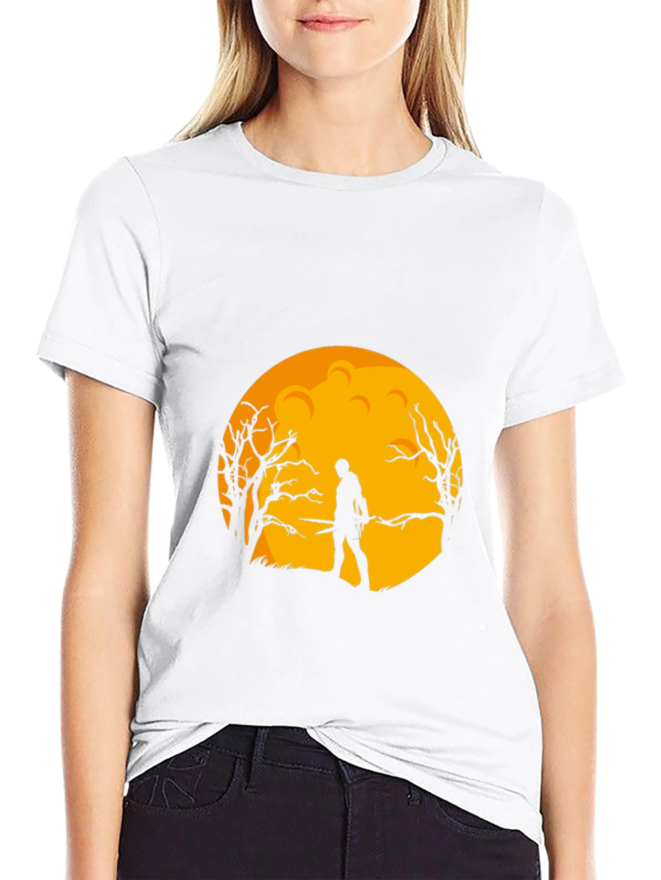 Moonlit Warrior Graphic Tee - Black