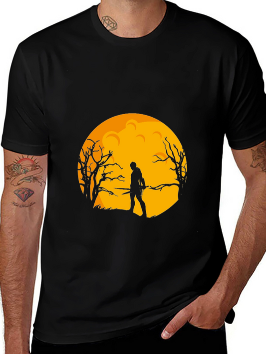 Moonlit Warrior Graphic Tee - Black