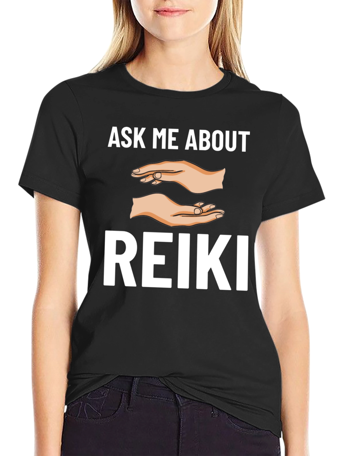 Ask Me About Reiki T-Shirt - Black Graphic Tee