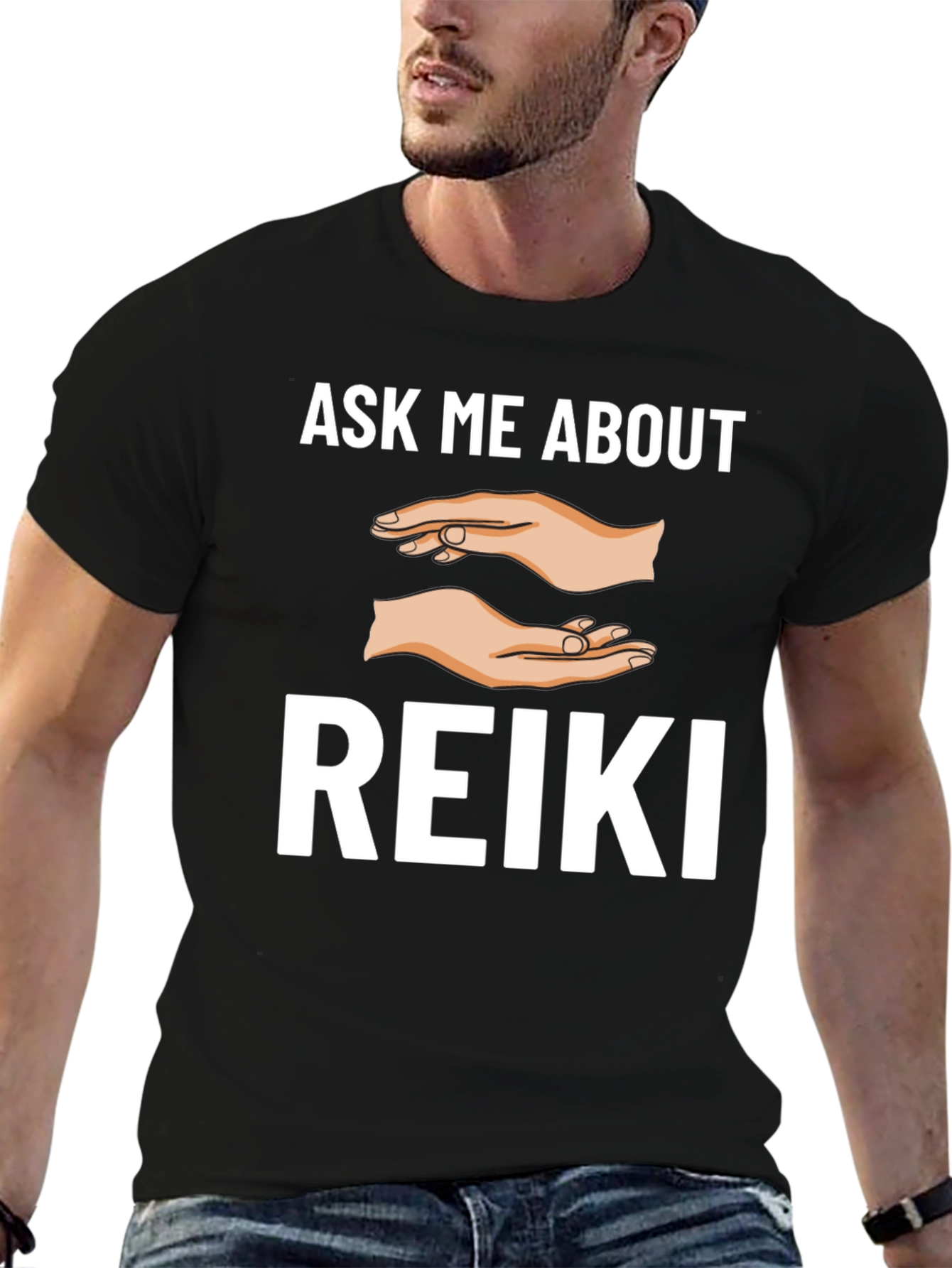 Ask Me About Reiki T-Shirt - Black Graphic Tee