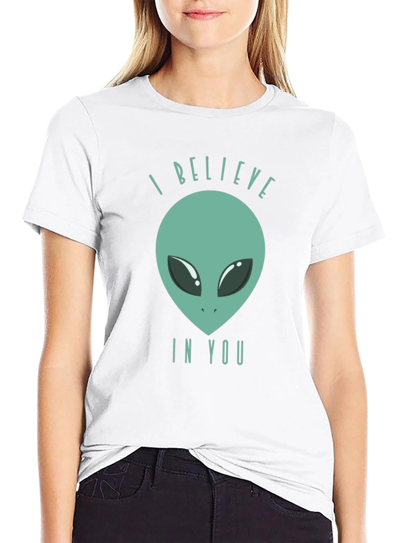 I Believe in You Alien Graphic T-Shirt - Black