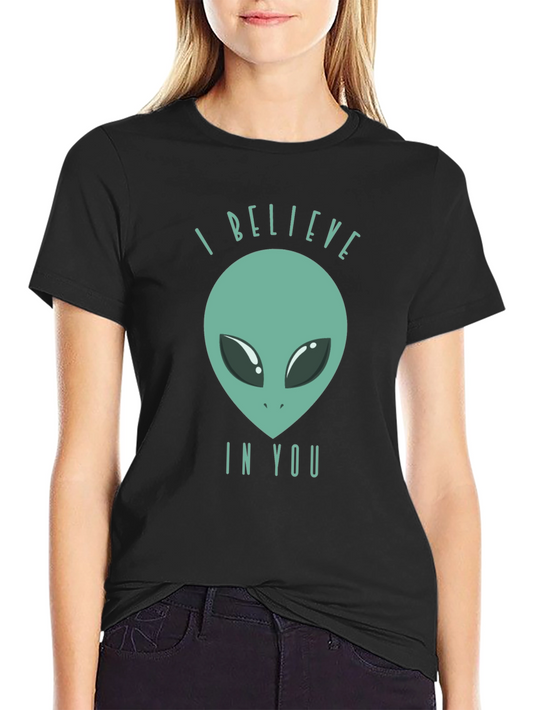 I Believe in You Alien Graphic T-Shirt - Black