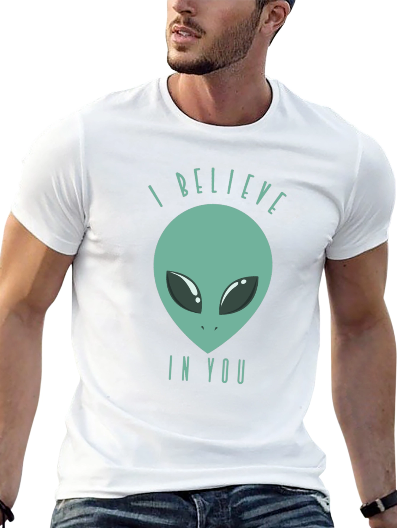 I Believe in You Alien Graphic T-Shirt - Black
