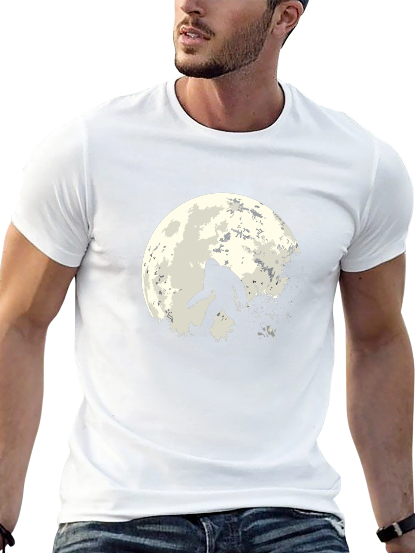 Bigfoot Moon Graphic Tee - Black Sasquatch T-Shirt