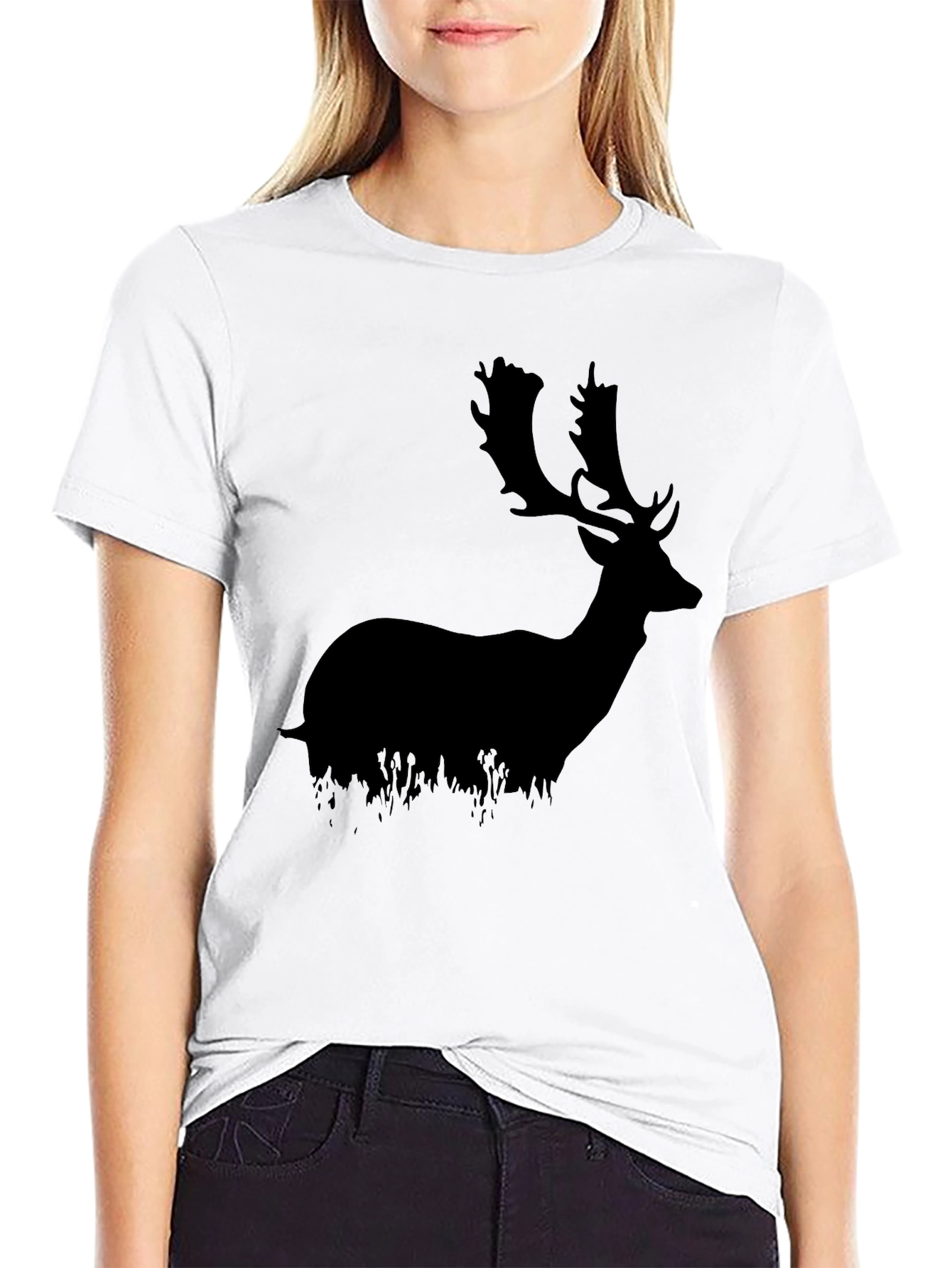 Mens Black Deer Graphic Tee