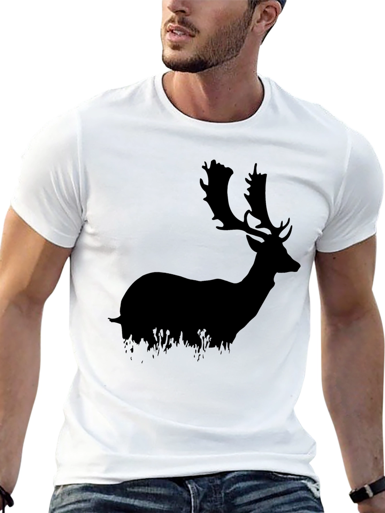 Mens Black Deer Graphic Tee