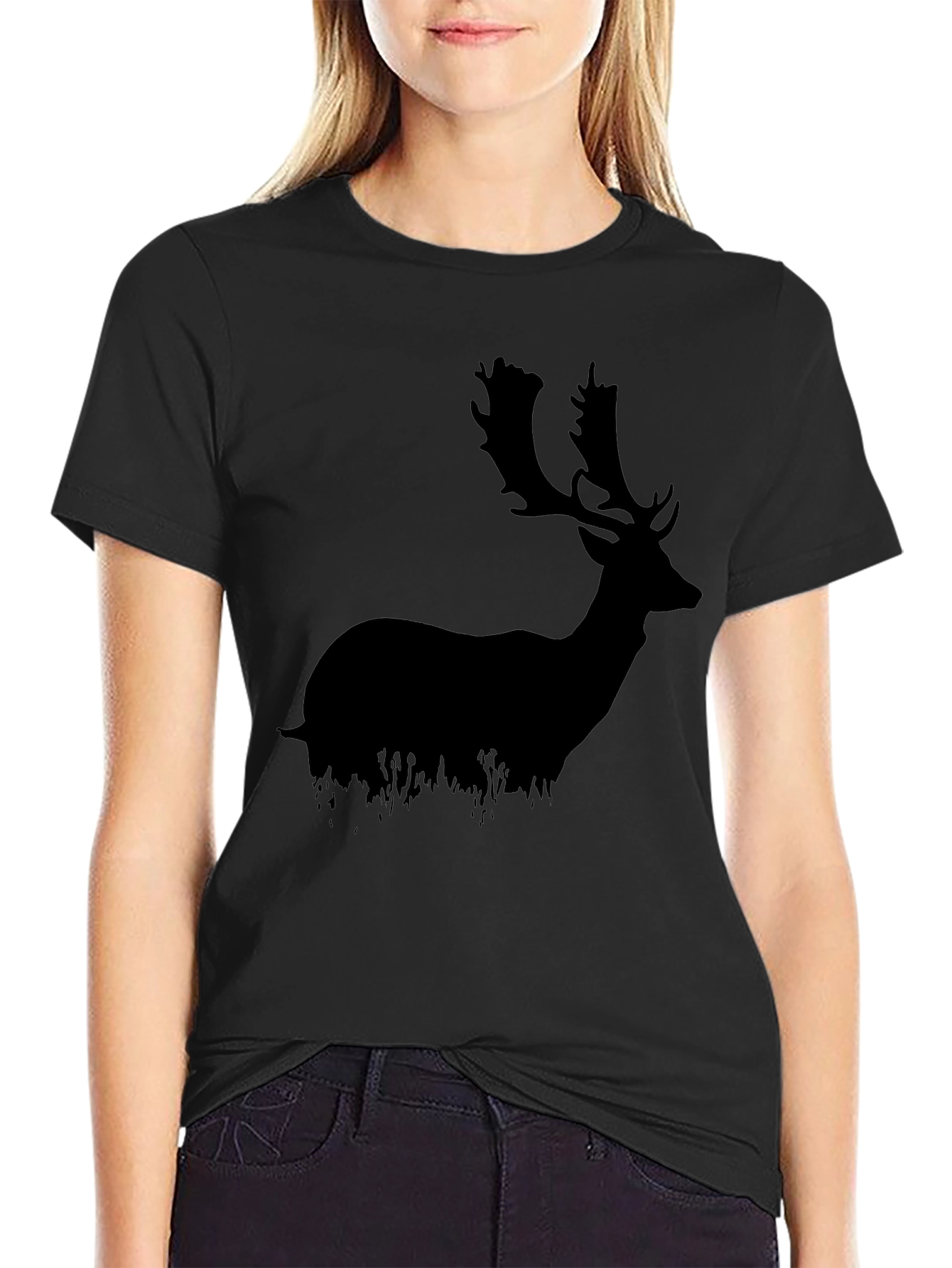 Mens Black Deer Graphic Tee