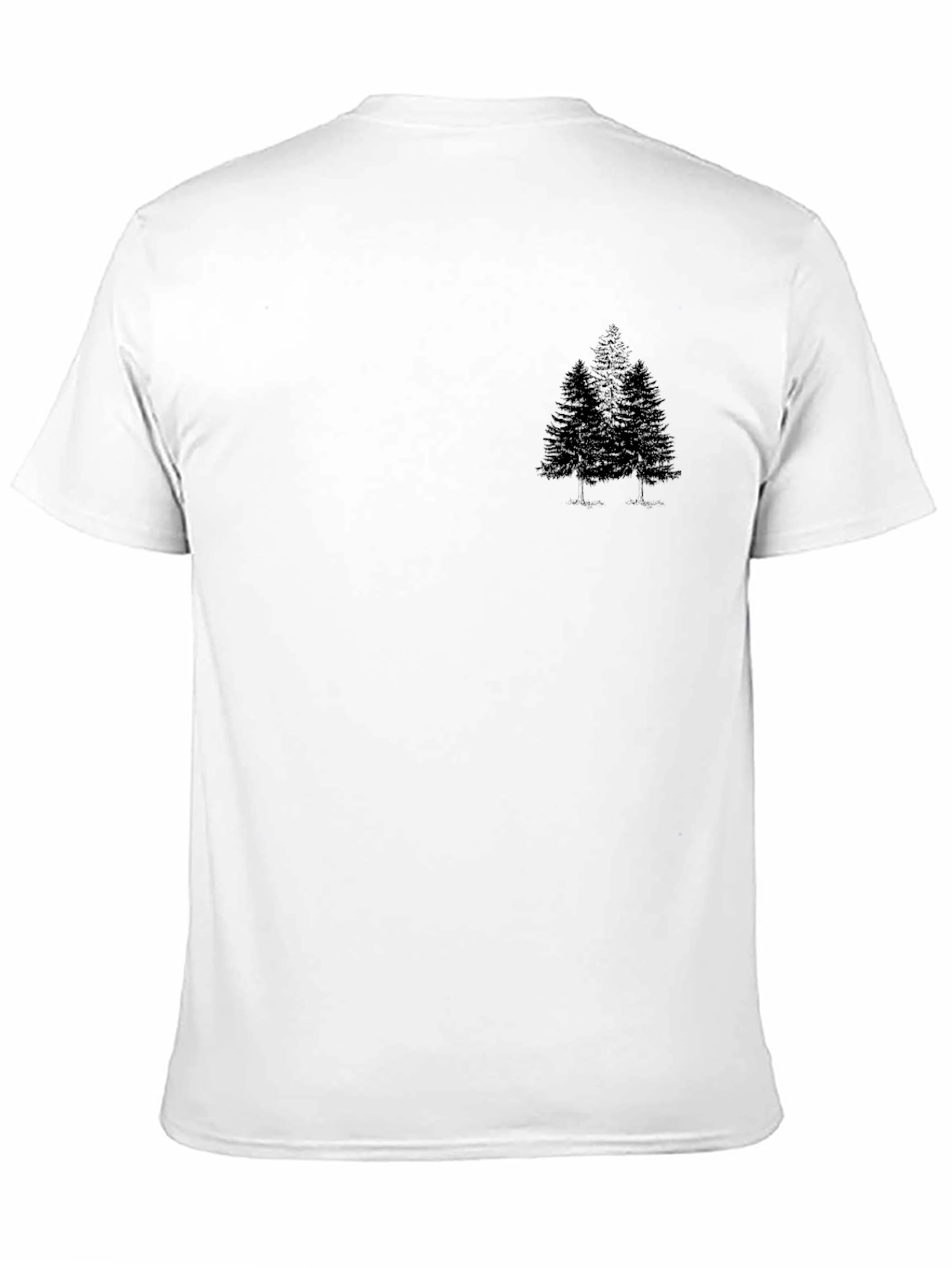 Mens Black Crewneck Tee with Pine Tree Graphic