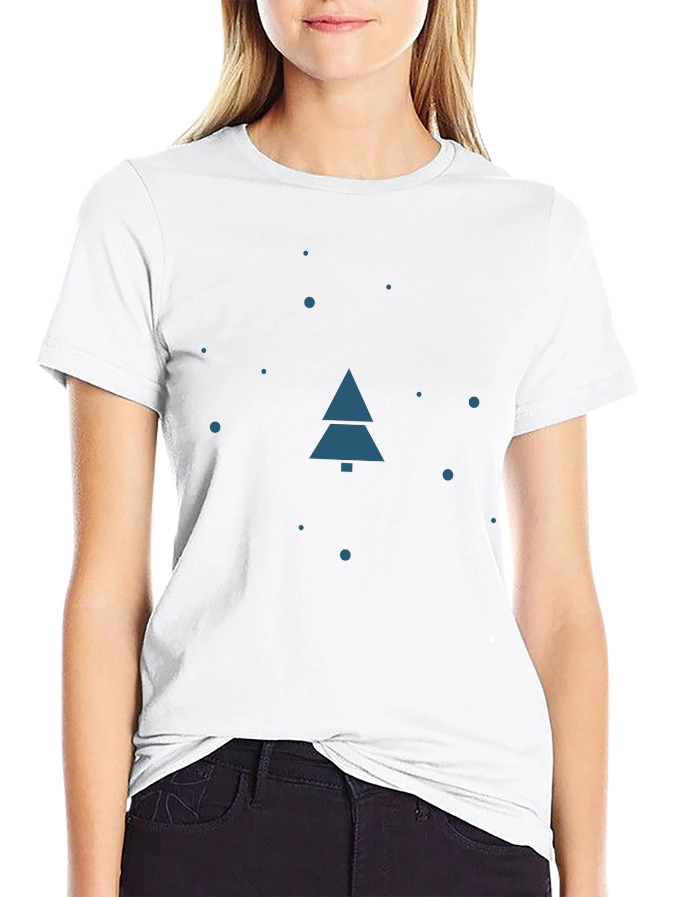 Minimalist Christmas Tree Graphic Tee - Black