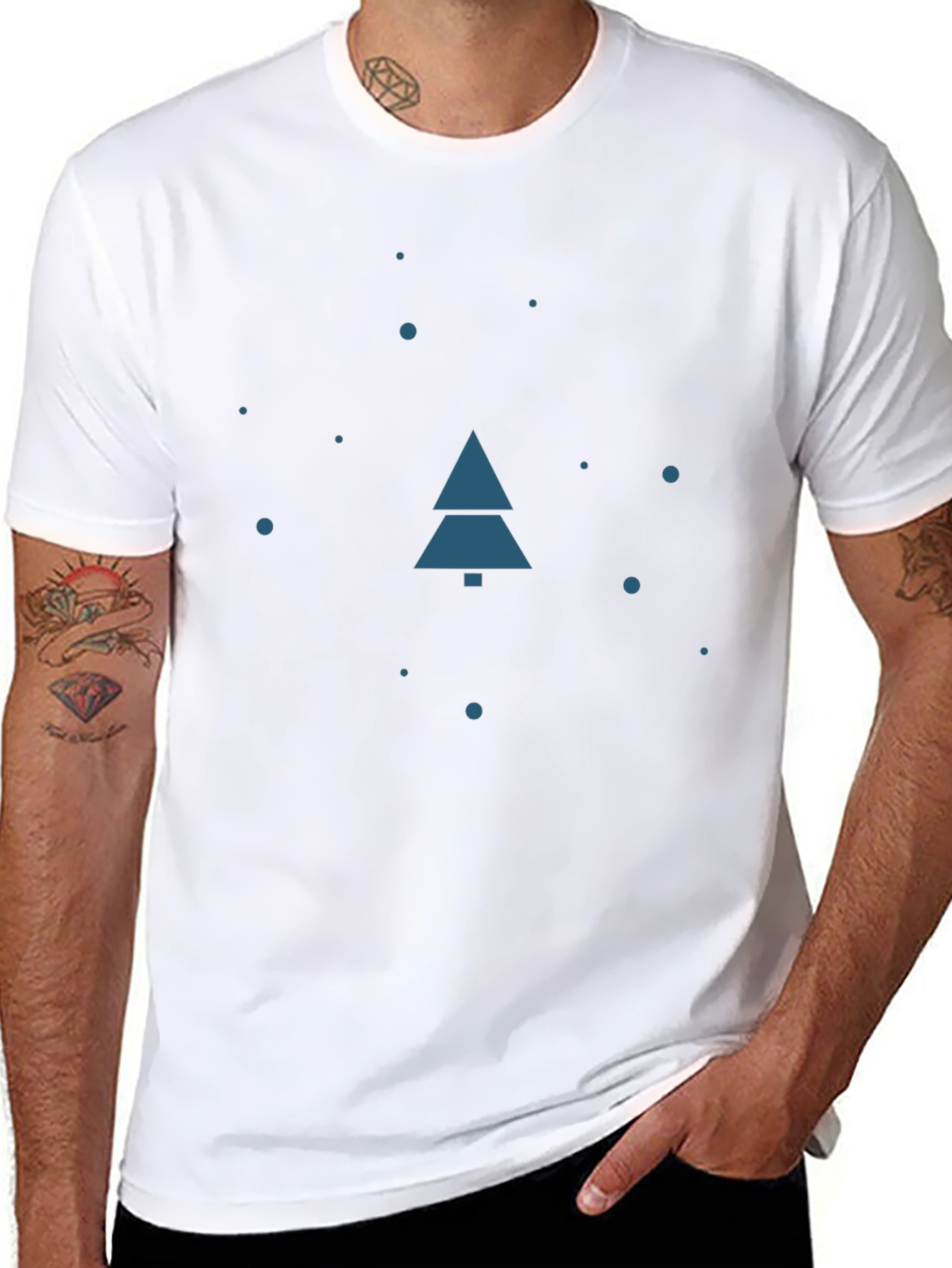 Minimalist Christmas Tree Graphic Tee - Black