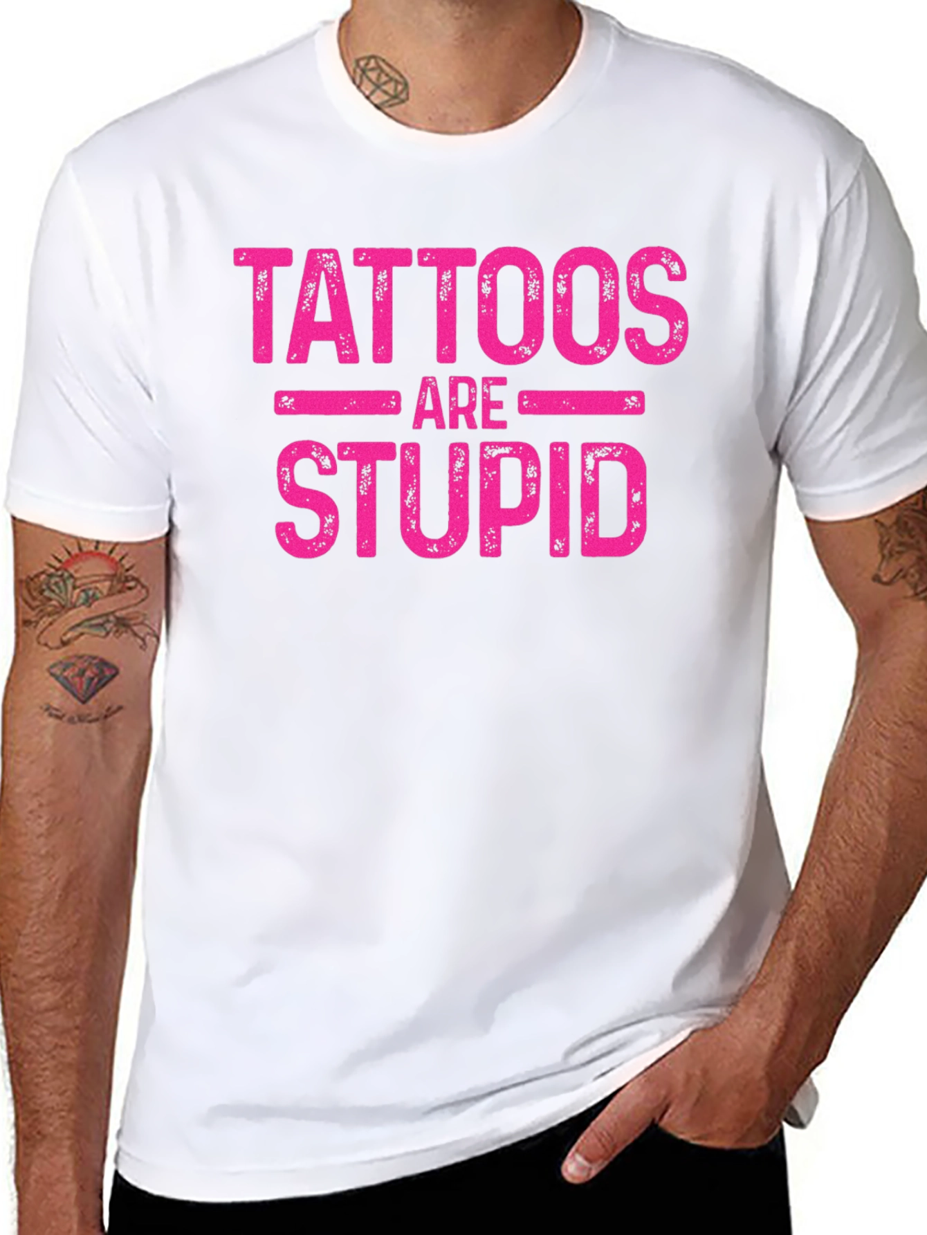 Tattoos are Stupid Graphic Tee - Soft Black Cotton