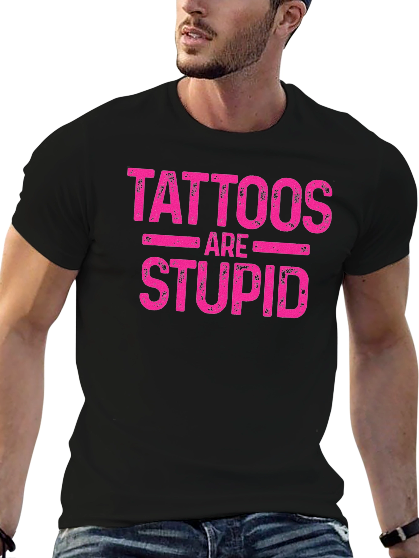 Tattoos are Stupid Graphic Tee - Soft Black Cotton