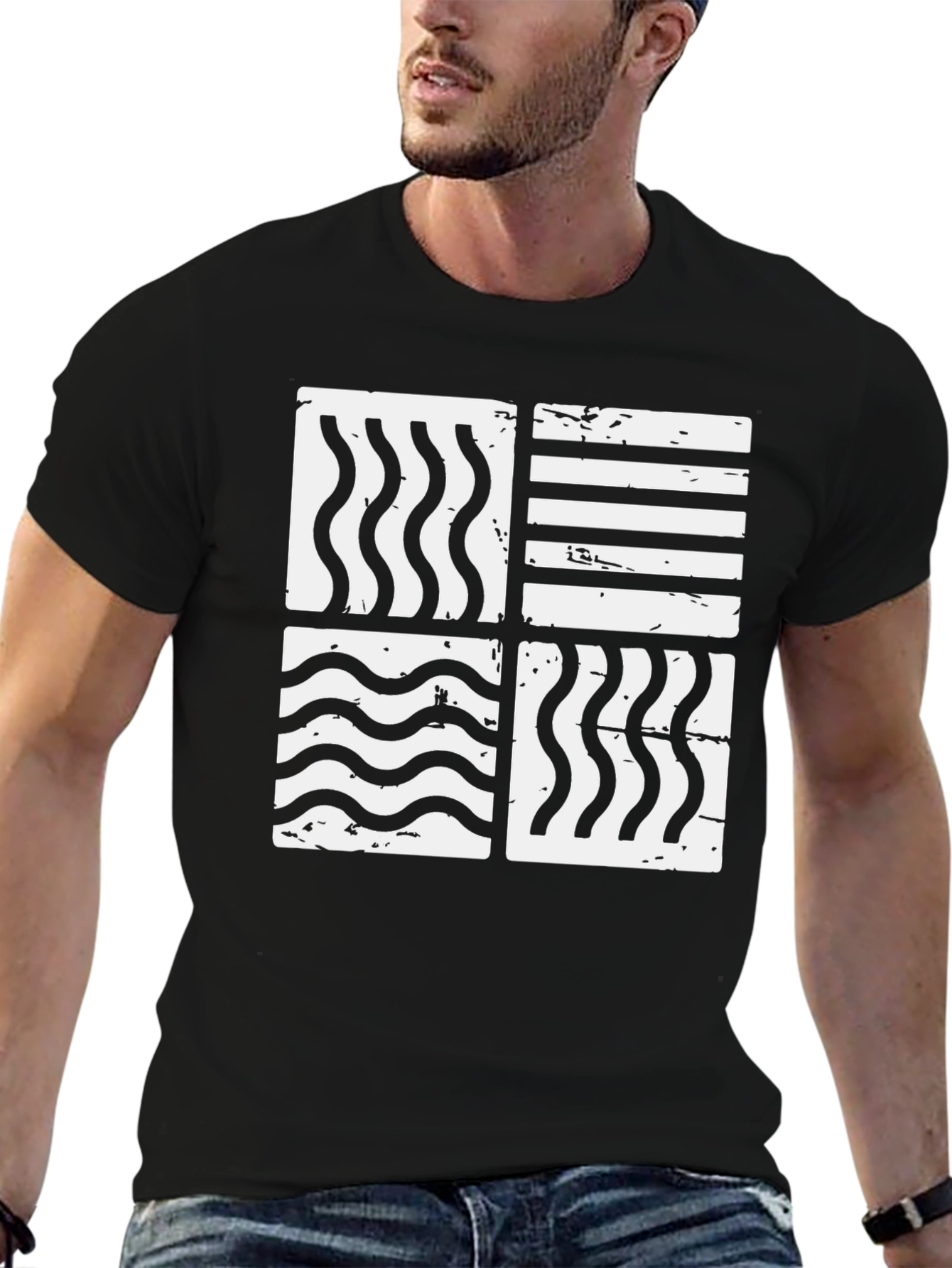 Elemental Waves Graphic Tee - Black Cotton Blend