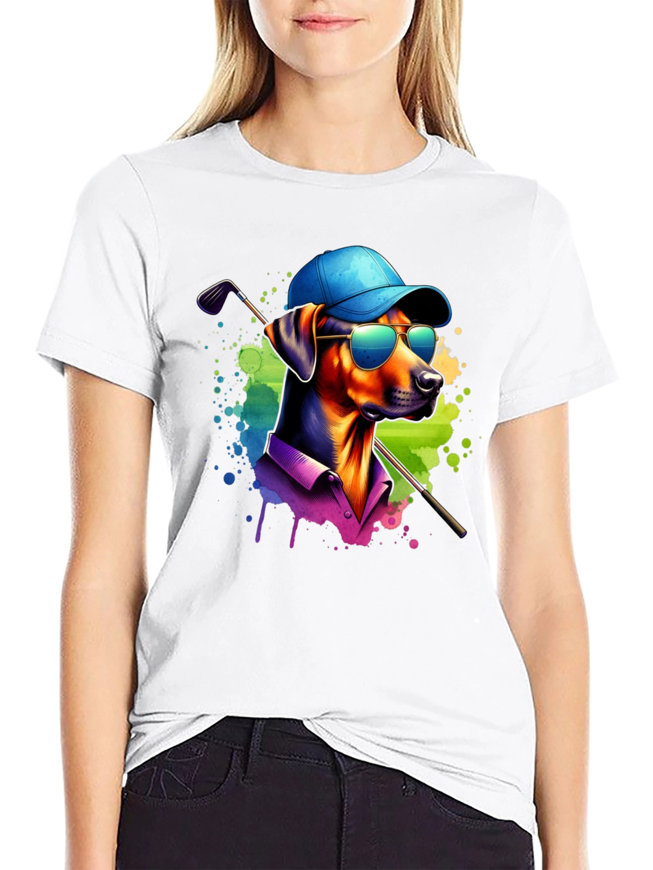 Dog Golfer Graphic Tee - Cool Canine Style