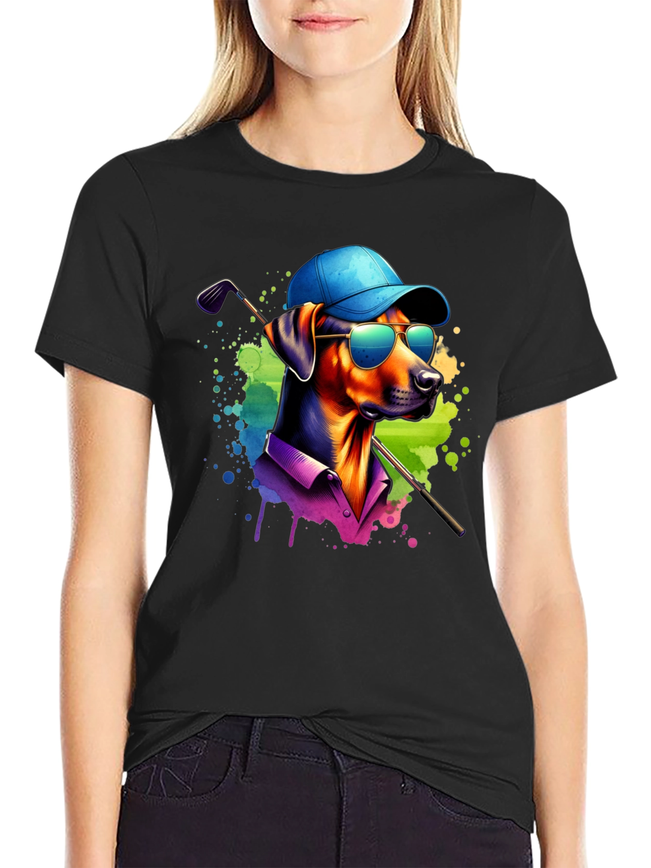 Dog Golfer Graphic Tee - Cool Canine Style