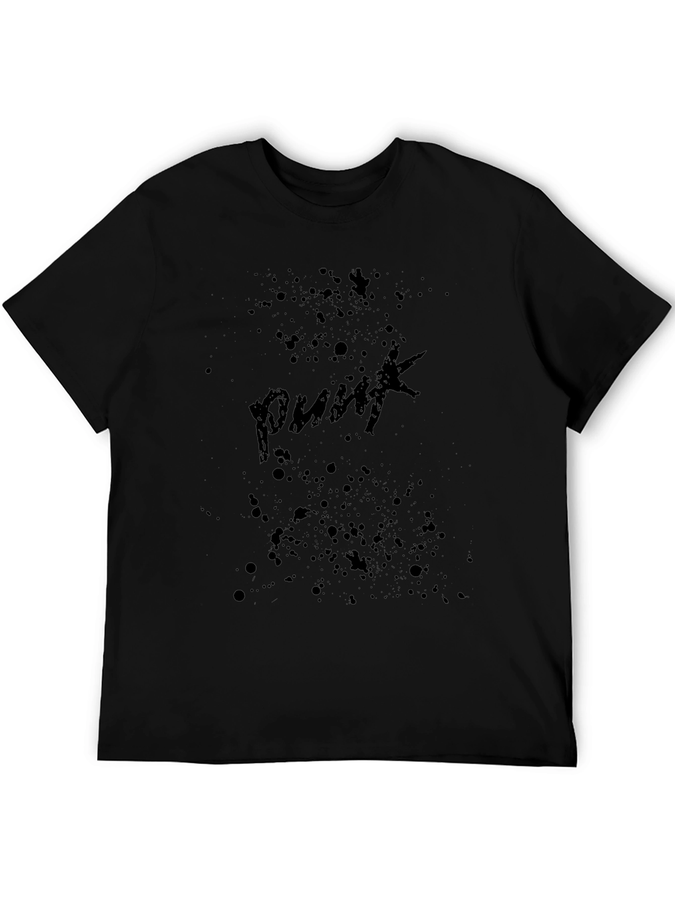 Grunge Punk Splatter Graphic Tee - Black