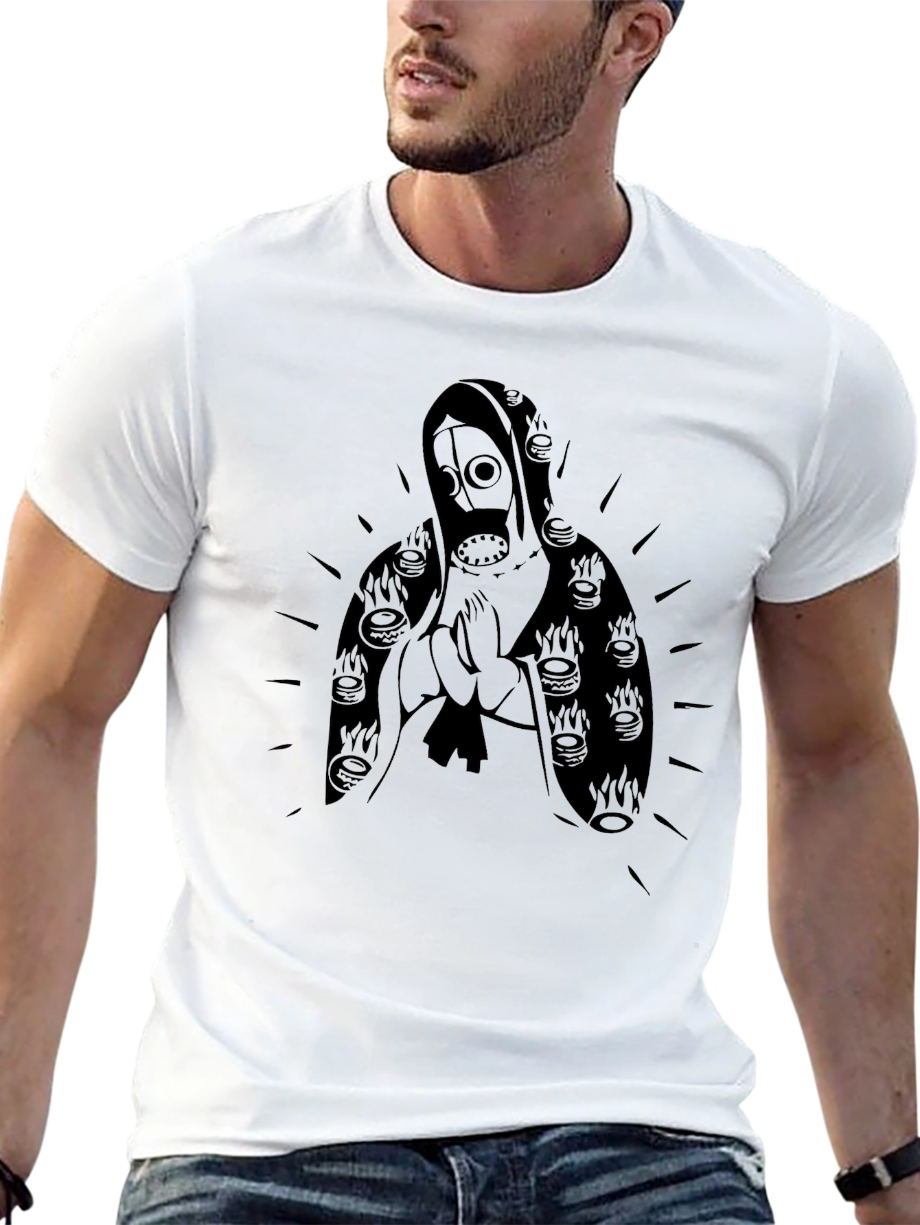 Gas Mask Madonna Graphic Tee - Black