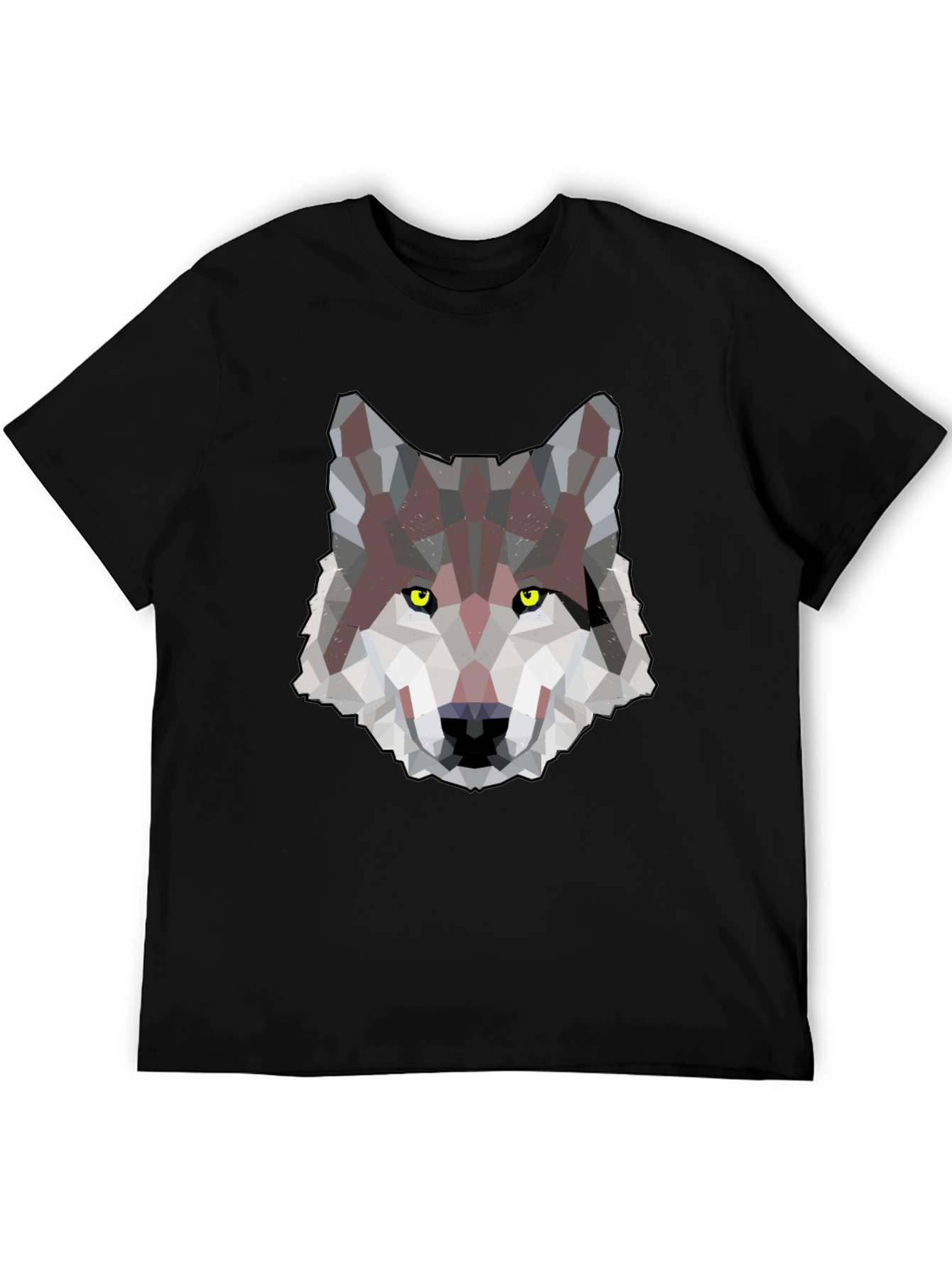 Geometric Wolf Graphic Print Mens T-Shirt
