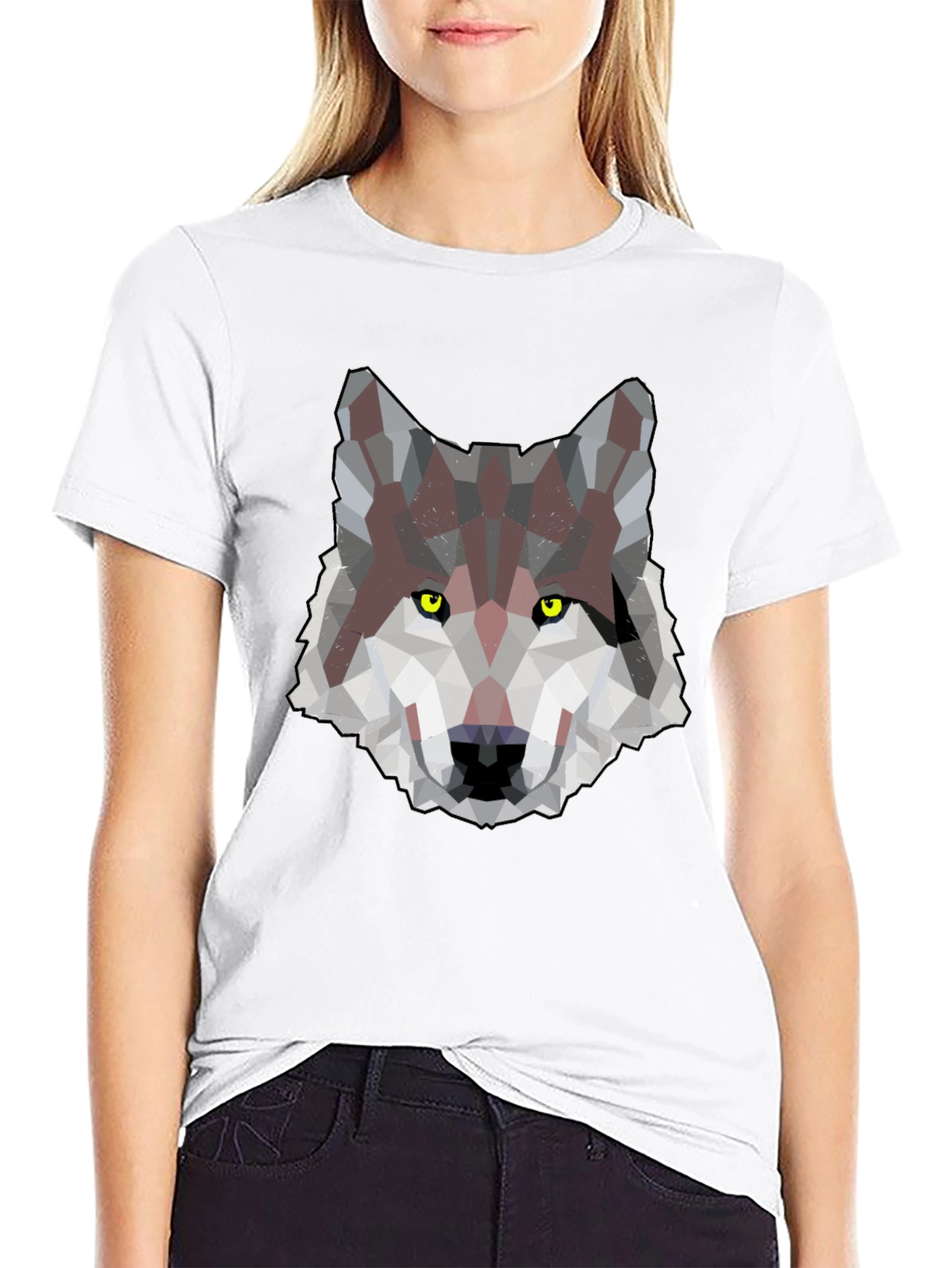 Geometric Wolf Graphic Print Mens T-Shirt