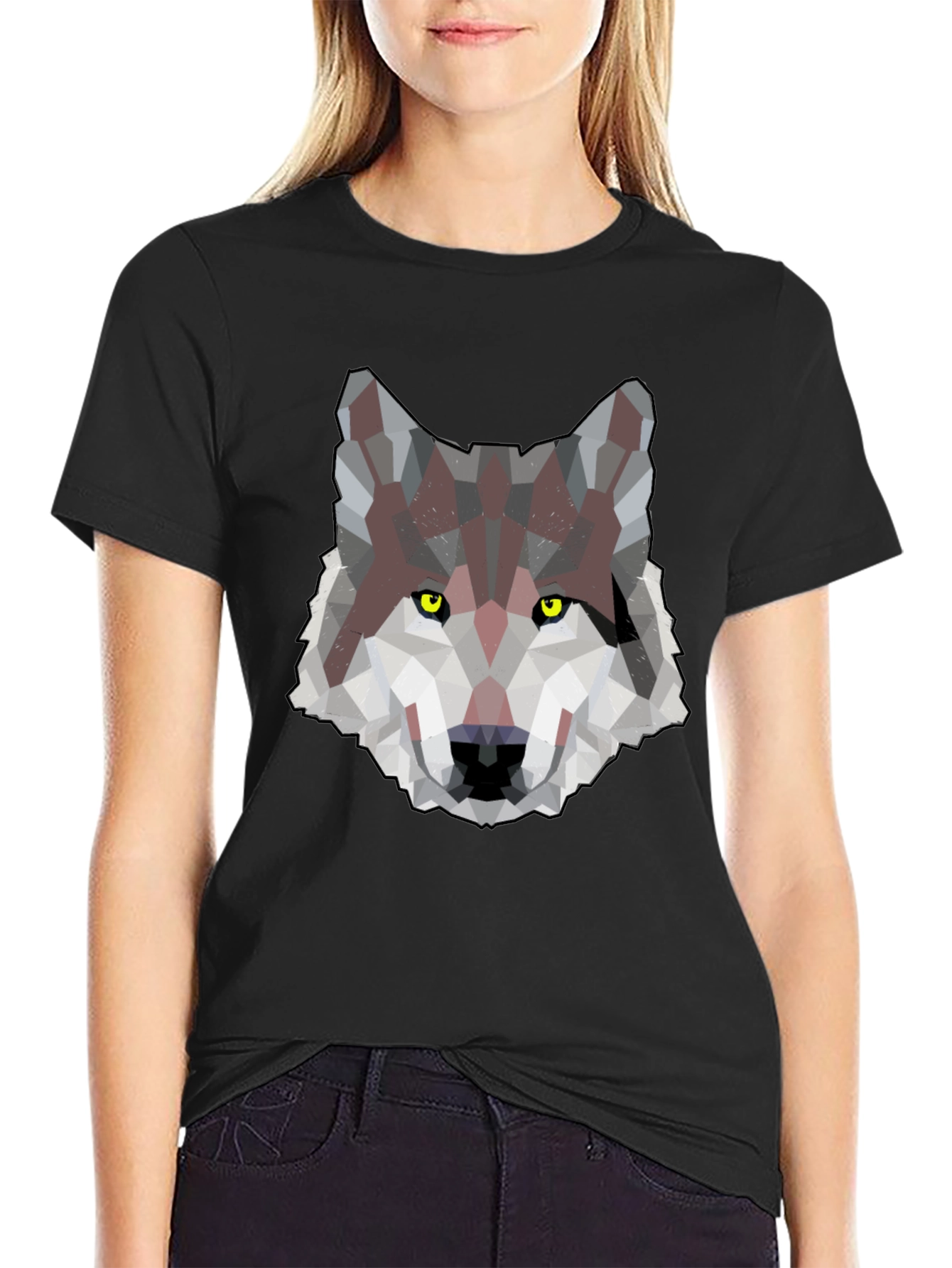 Geometric Wolf Graphic Print Mens T-Shirt