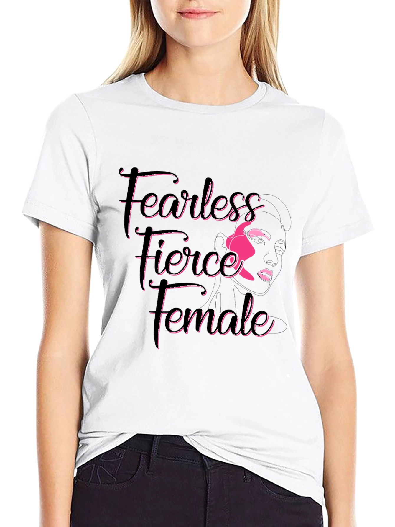 Fearless Fierce Female Graphic Tee - Black