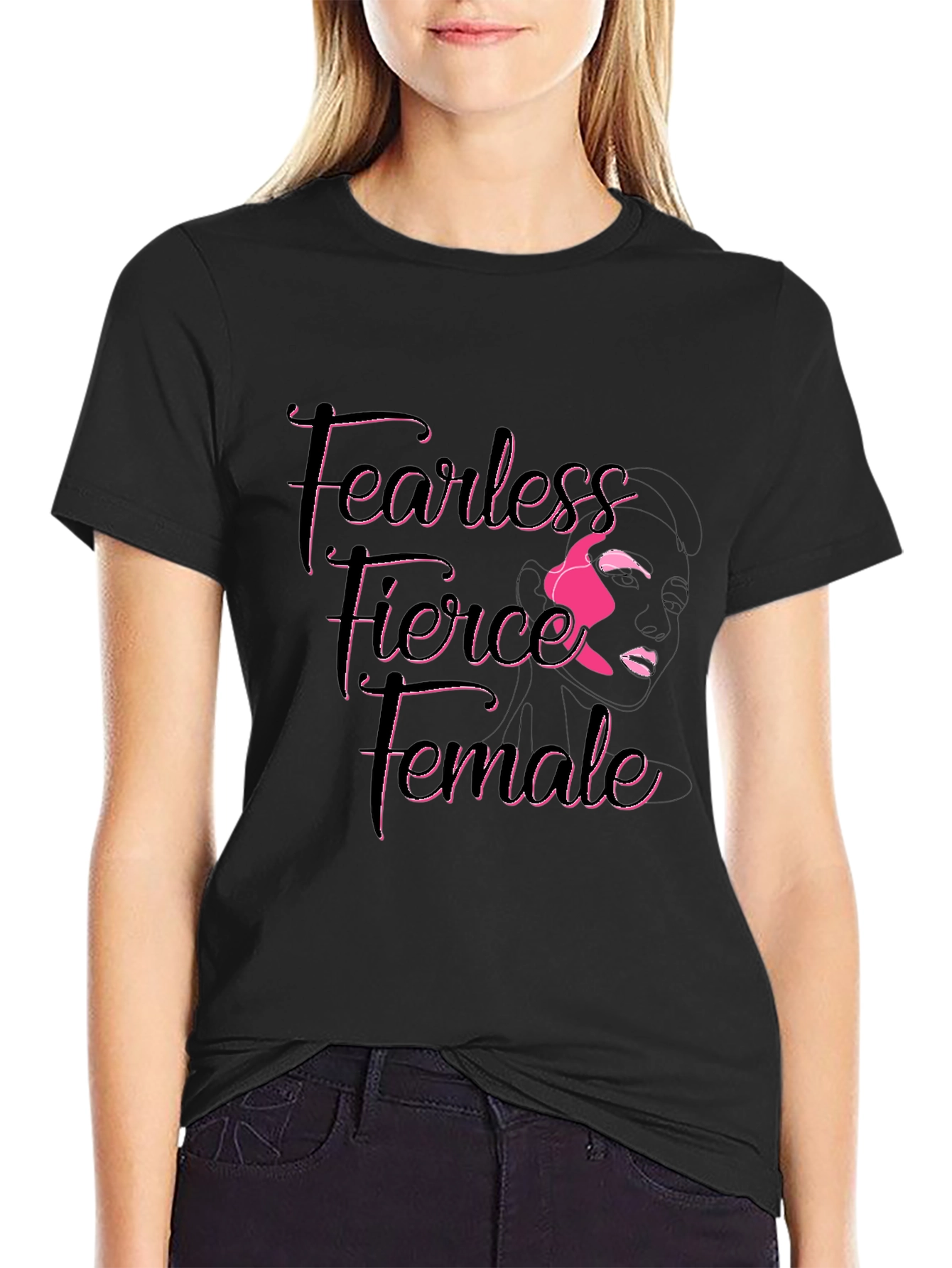 Fearless Fierce Female Graphic Tee - Black