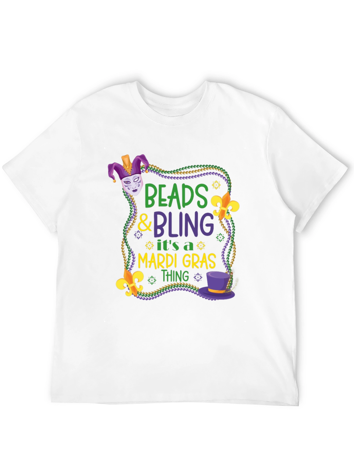 Mardi Gras Beads & Bling Graphic Tee