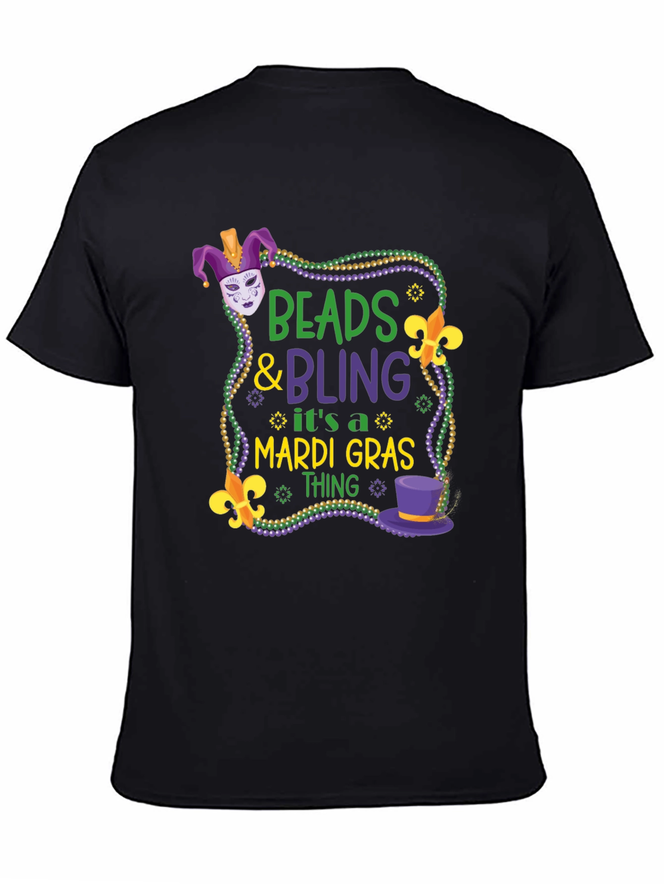Mardi Gras Beads & Bling Graphic Tee