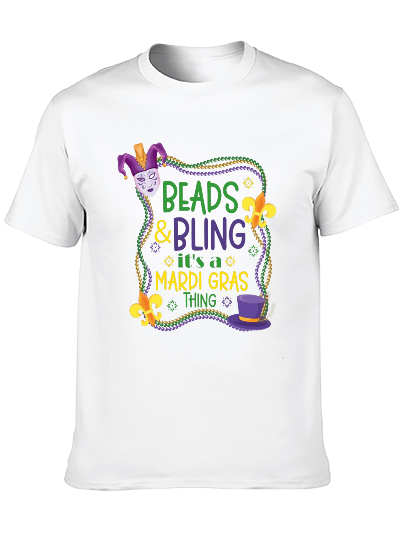 Mardi Gras Beads & Bling Graphic Tee