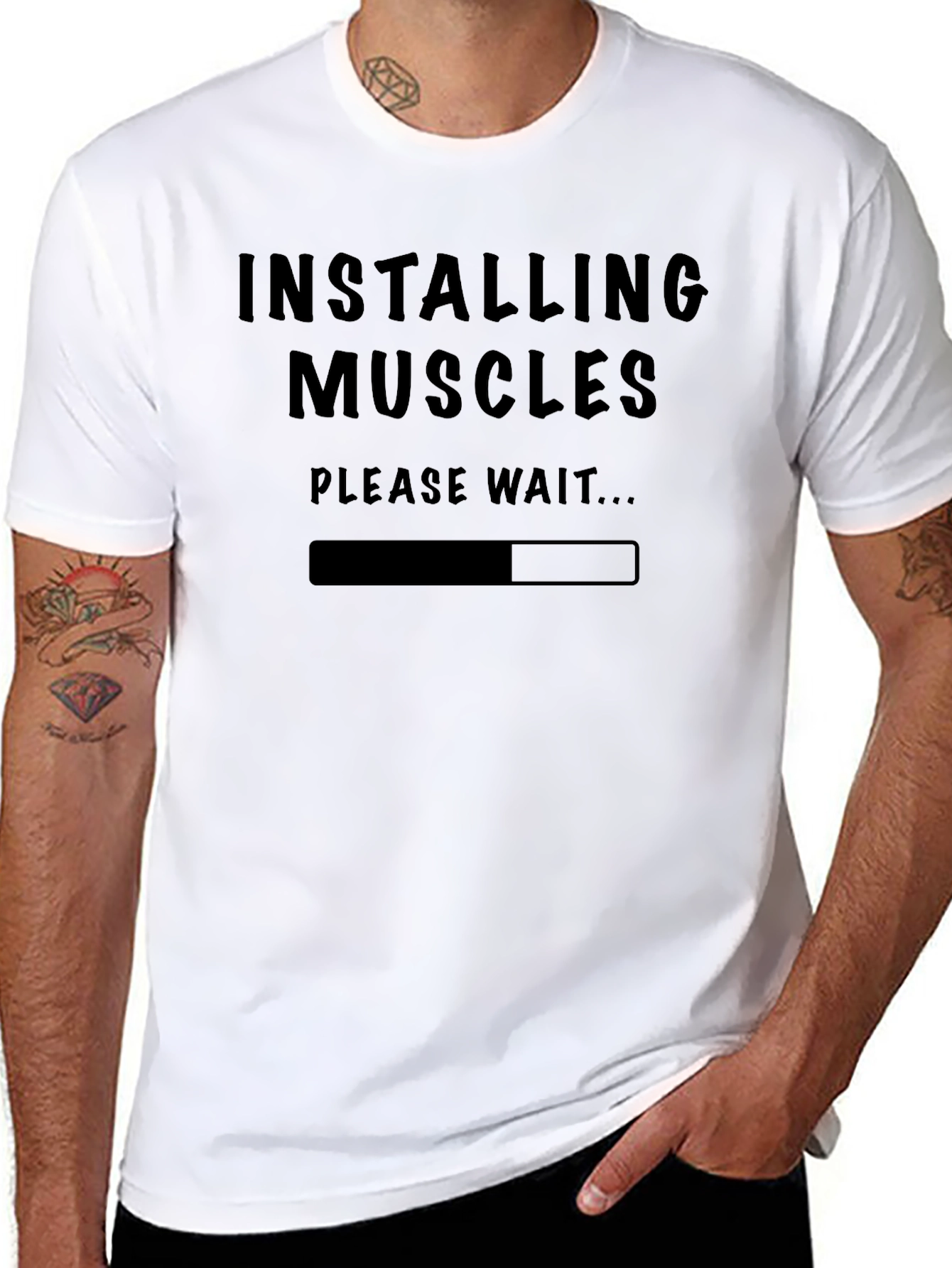 Installing Muscles Funny Workout T-Shirt