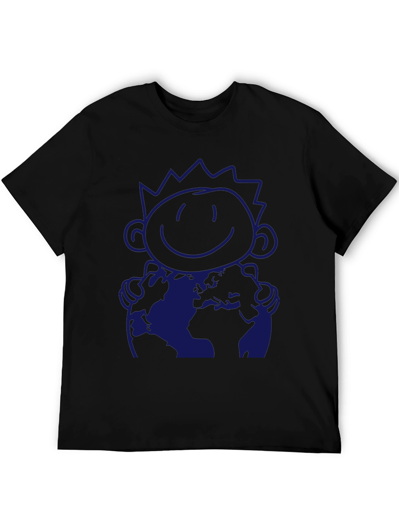 Graphic Tee: Hug the World Cartoon Print T-Shirt