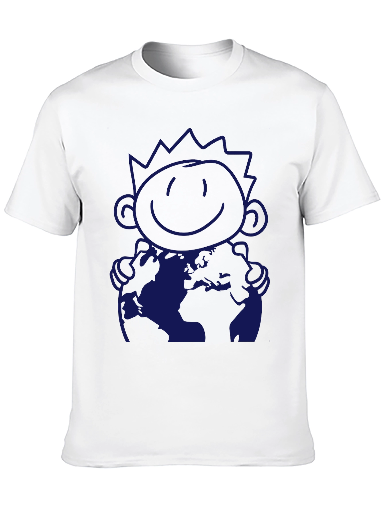 Graphic Tee: Hug the World Cartoon Print T-Shirt