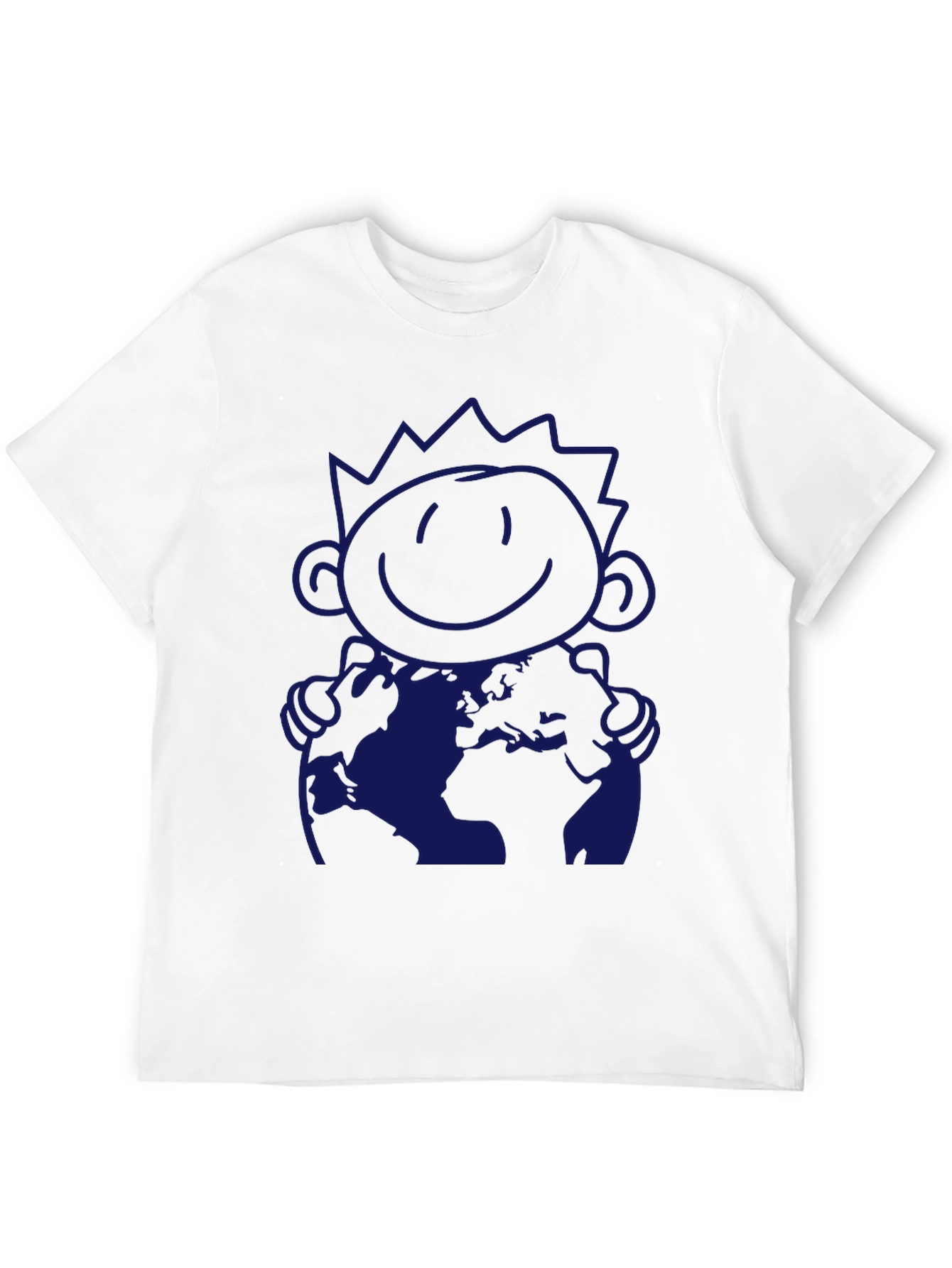 Graphic Tee: Hug the World Cartoon Print T-Shirt