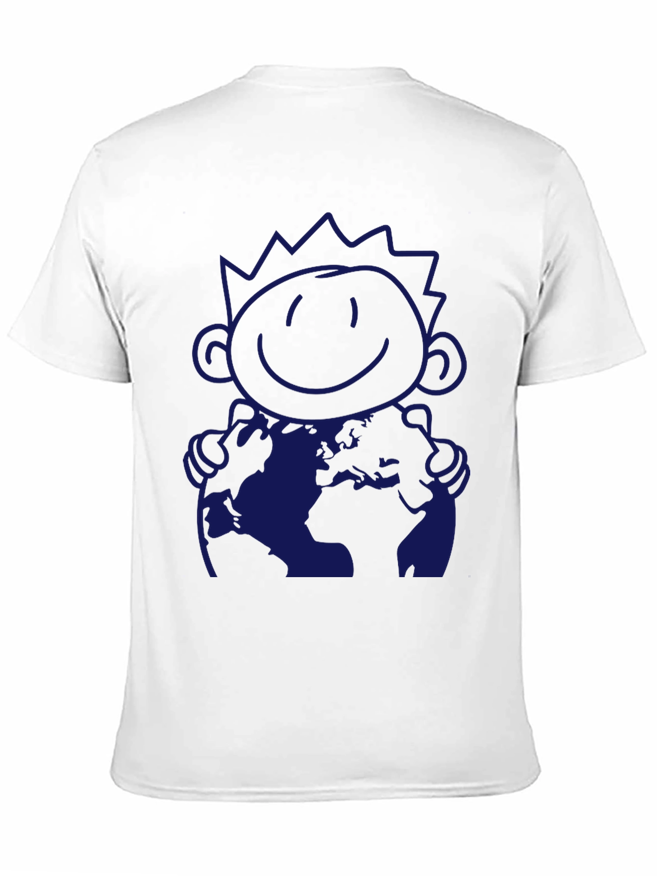 Graphic Tee: Hug the World Cartoon Print T-Shirt