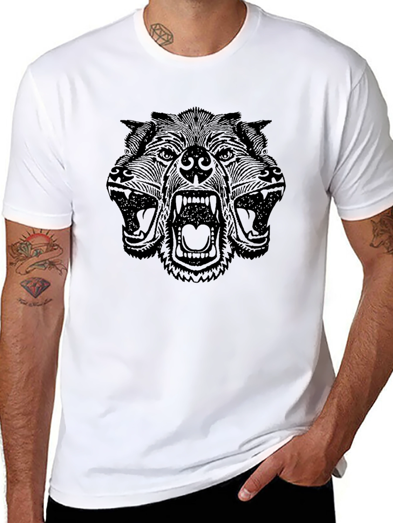 Cerberus Graphic Print Tee - Black