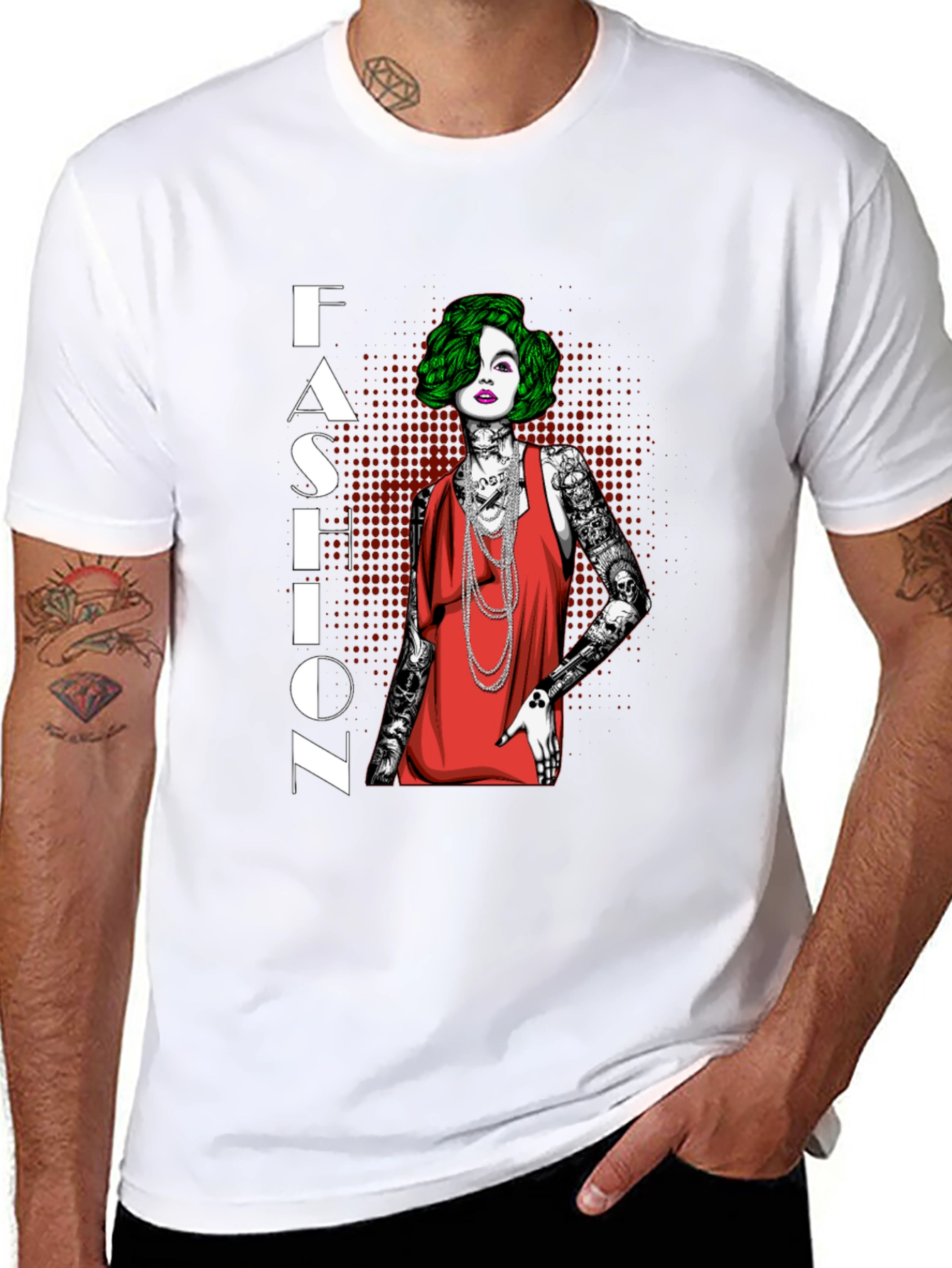 Fashion Statement T-Shirt - Edgy Tattooed Woman Graphic