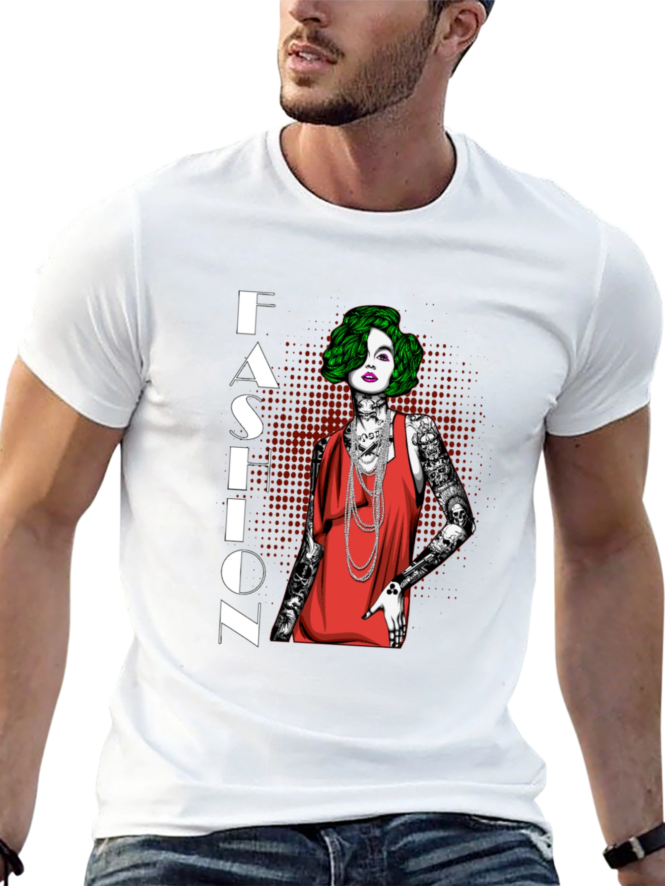 Fashion Statement T-Shirt - Edgy Tattooed Woman Graphic