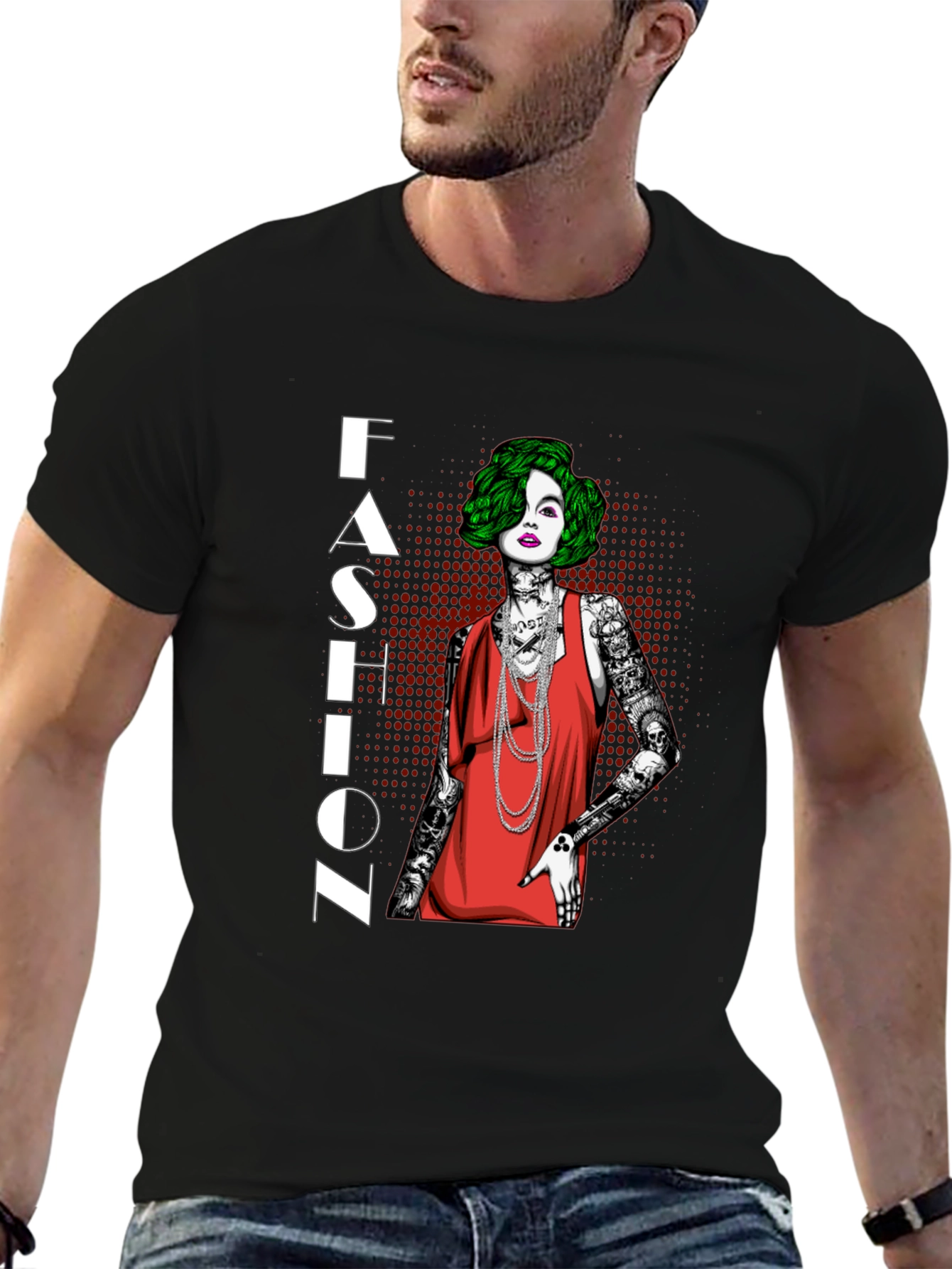 Fashion Statement T-Shirt - Edgy Tattooed Woman Graphic