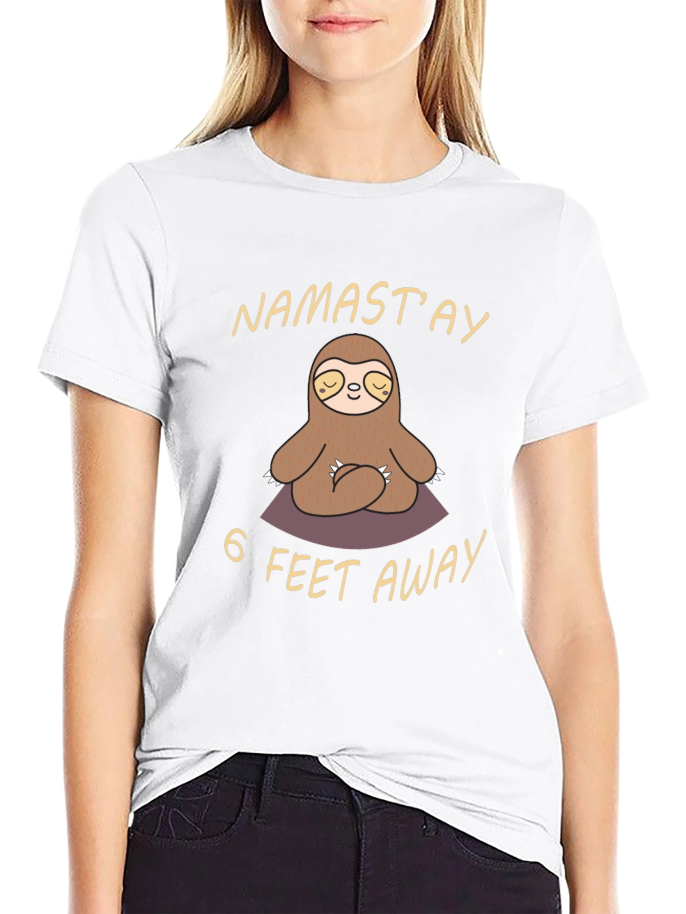 Namastay 6 Feet Away Sloth T-Shirt