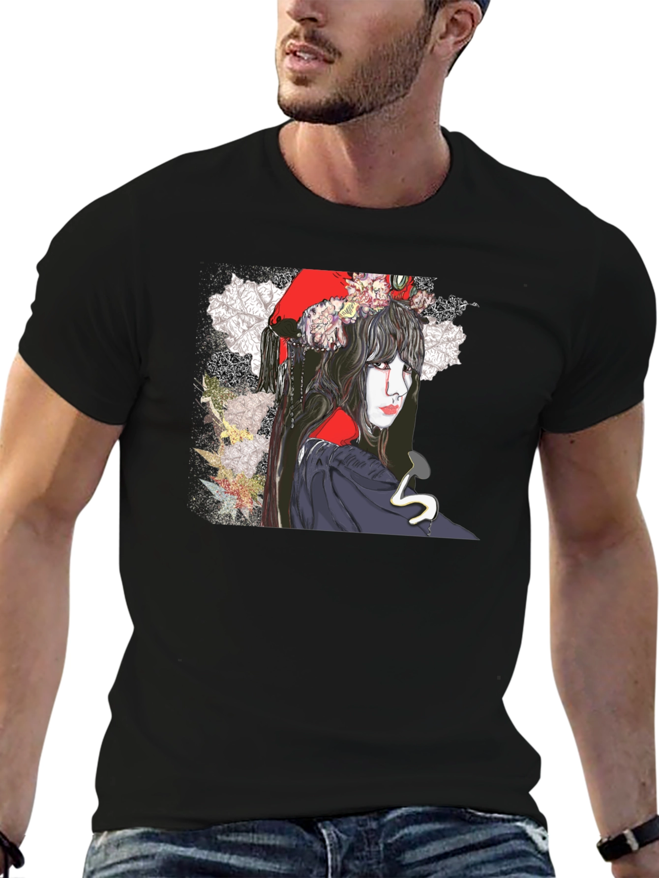 Dark Floral Graphic Print T-Shirt