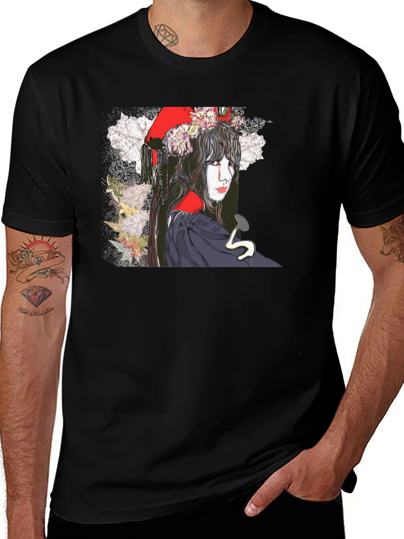 Dark Floral Graphic Print T-Shirt