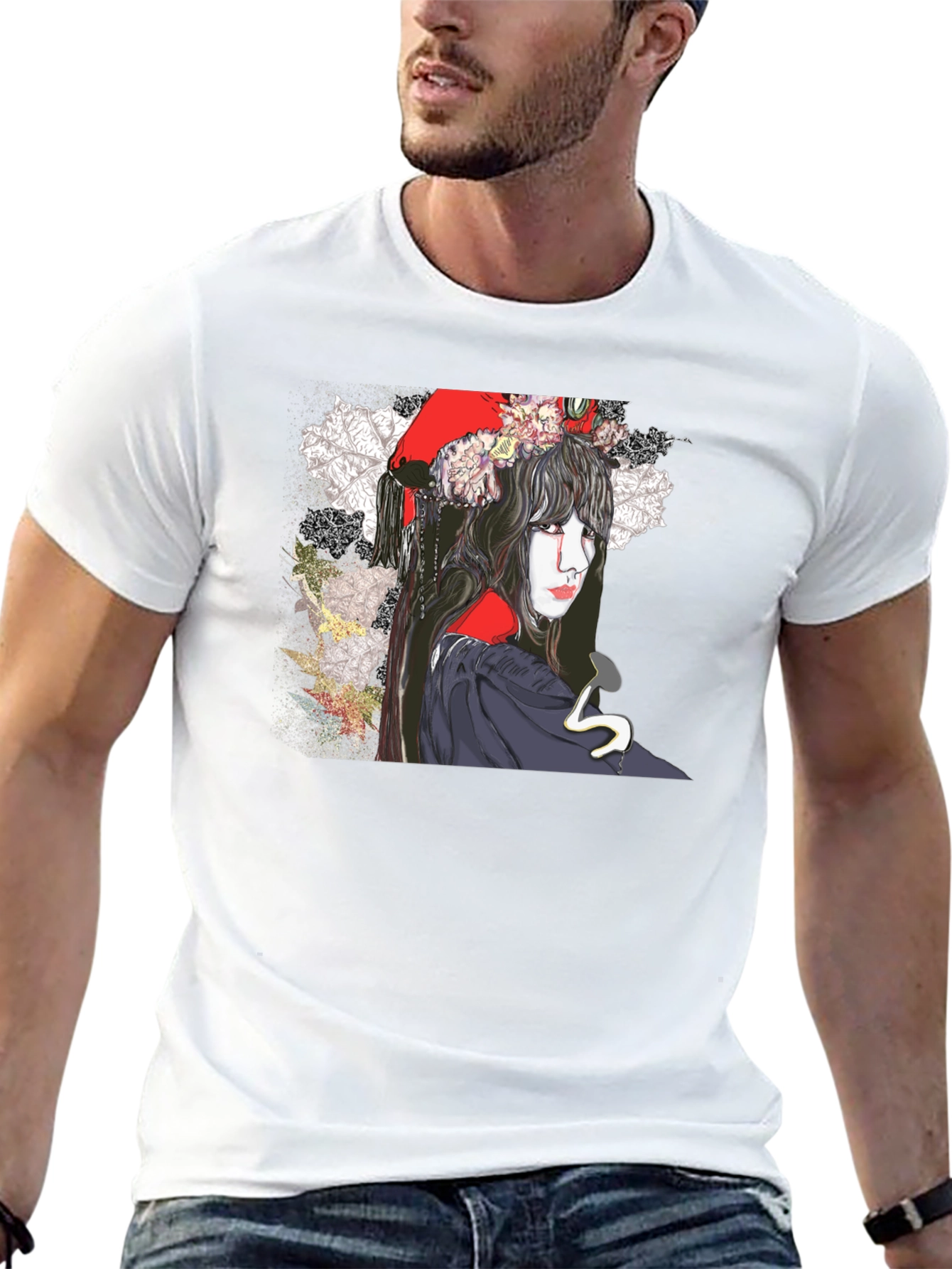 Dark Floral Graphic Print T-Shirt