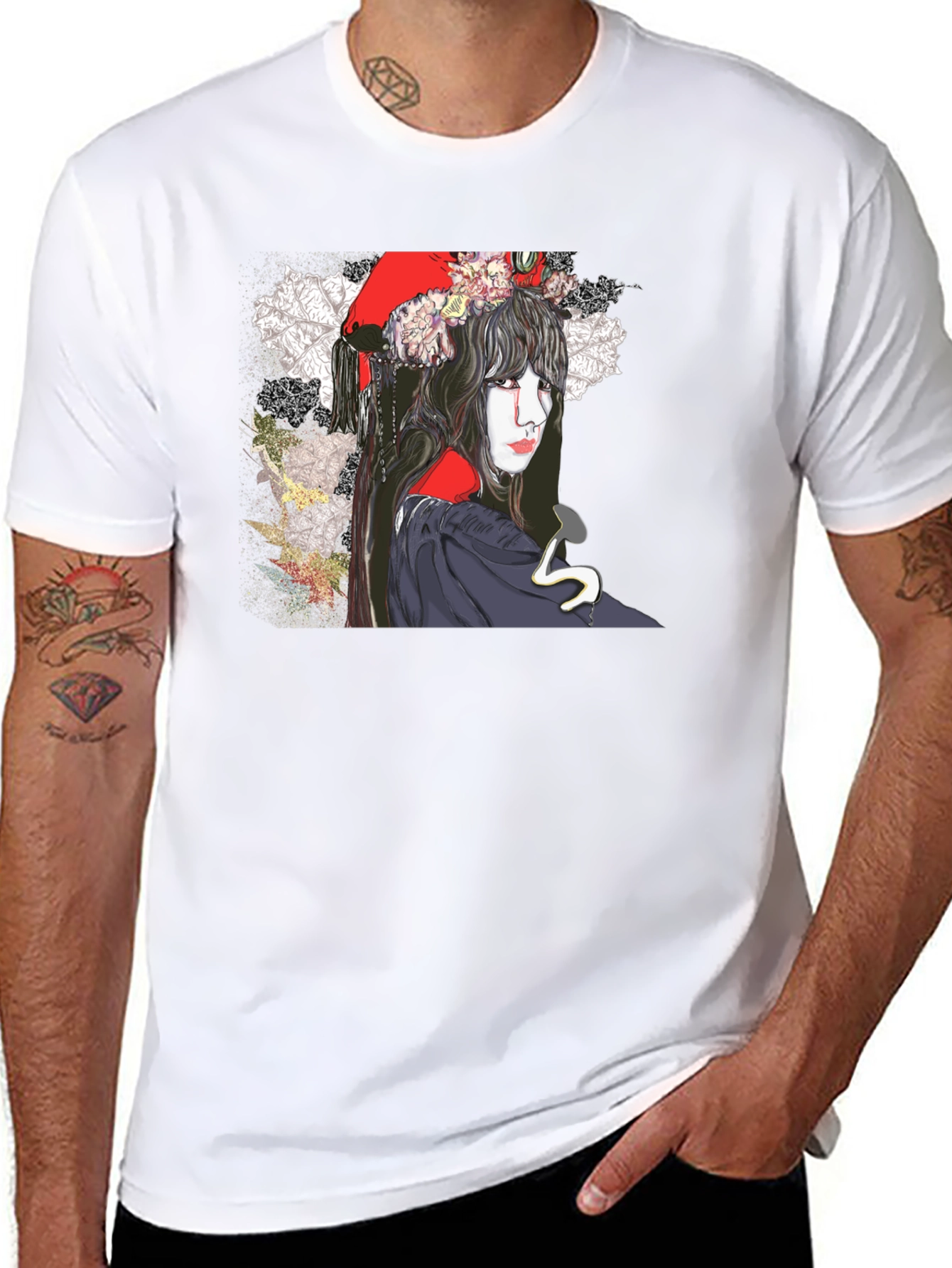 Dark Floral Graphic Print T-Shirt