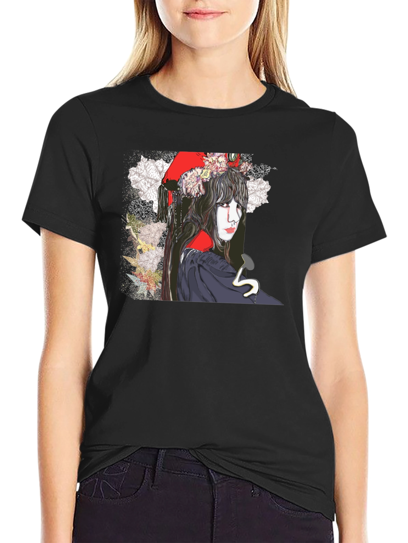 Dark Floral Graphic Print T-Shirt