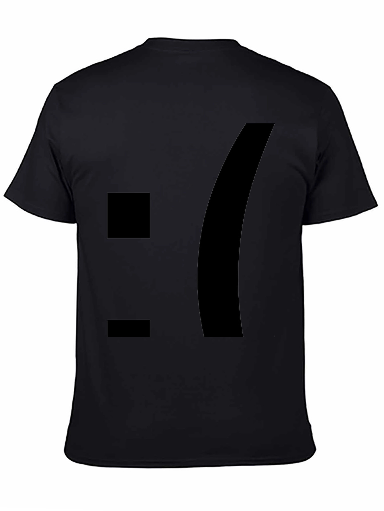 Sad Emoticon Graphic Tee - Black Cotton Blend