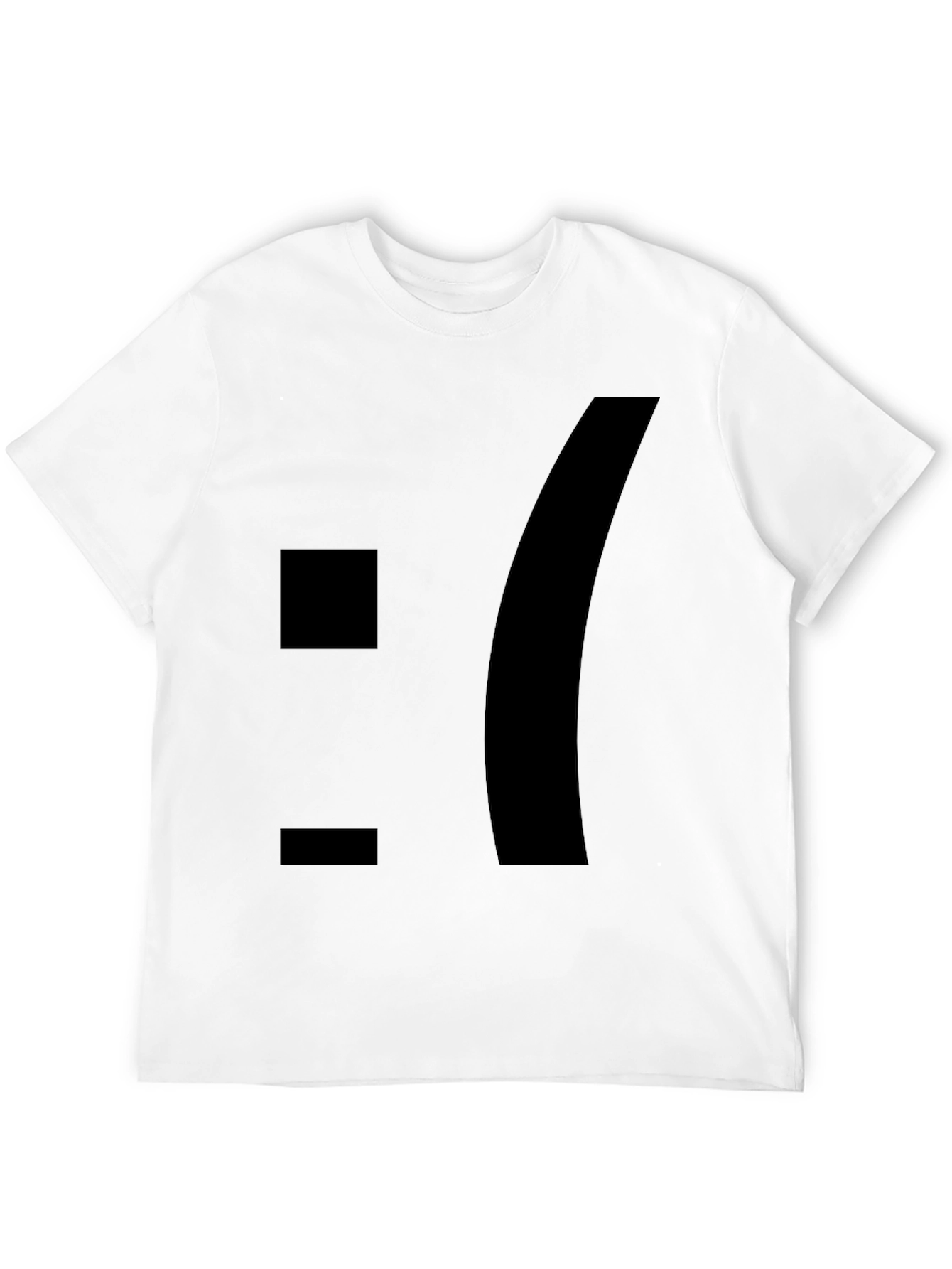 Sad Emoticon Graphic Tee - Black Cotton Blend