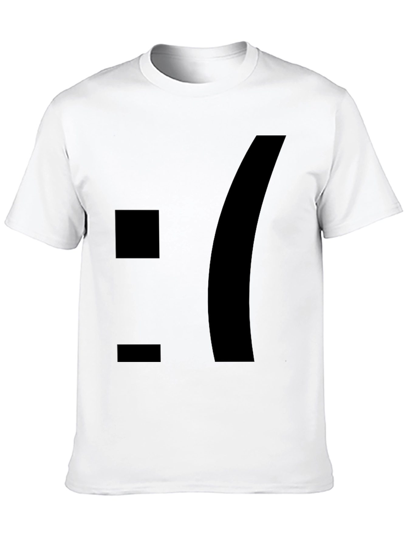Sad Emoticon Graphic Tee - Black Cotton Blend