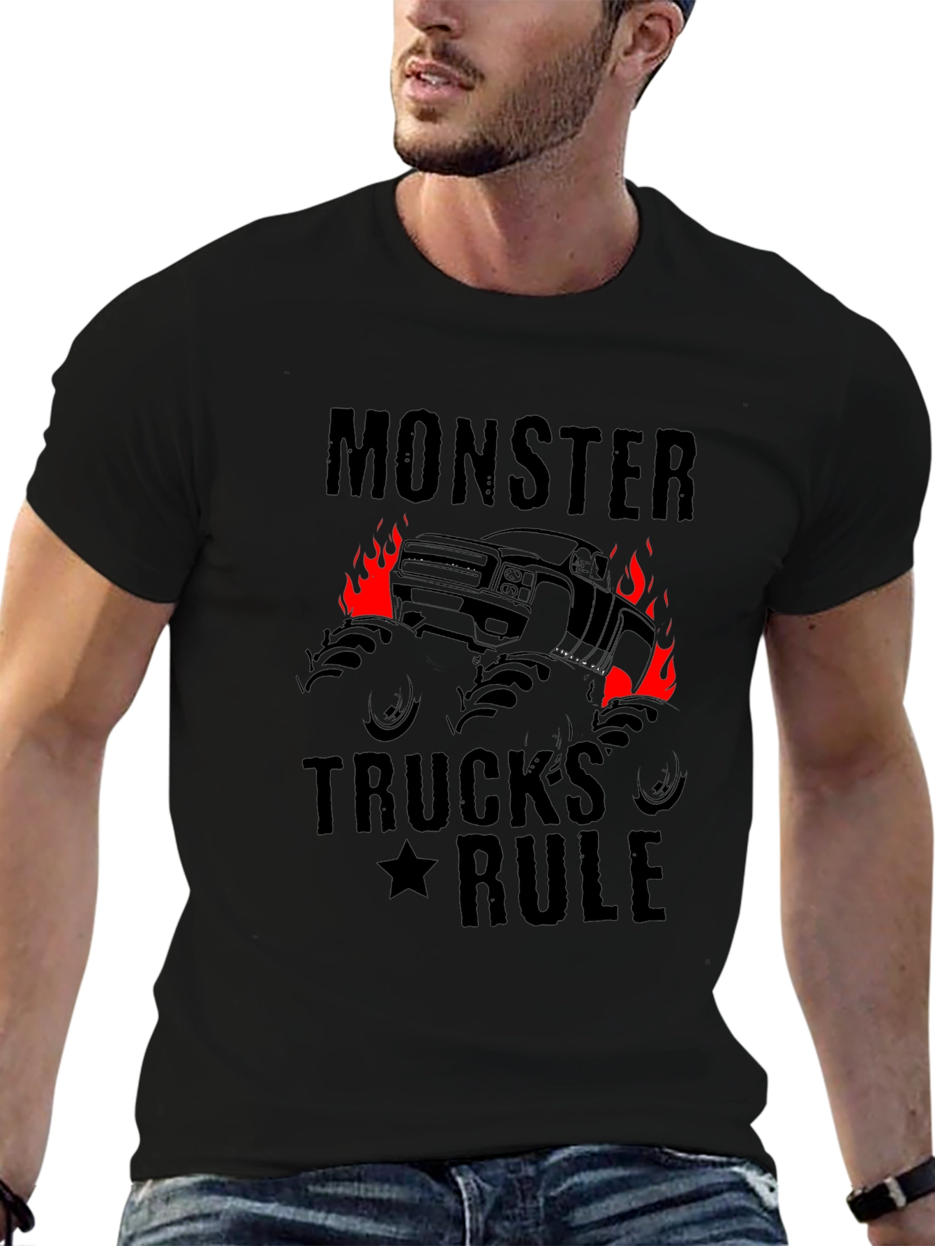 Monster Trucks Rule Graphic Black T-Shirt